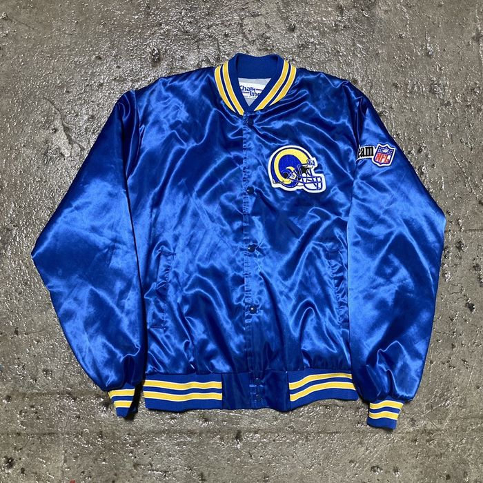 Vintage Vintage 90s LA Rams NFL Chalk Line Satin Bomber Jacket | Grailed