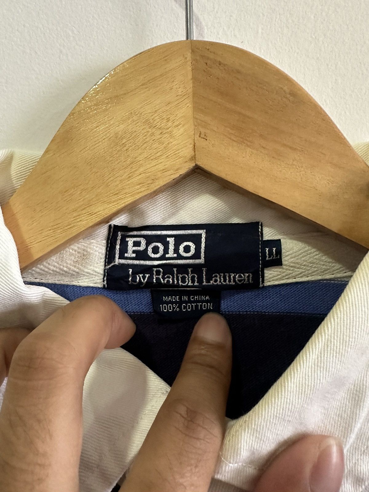 Polo Ralph Lauren × Vintage Vintage Polo Ralph Lauren Polo Rugby Stripe Colar L/S Size US XL / EU 56 / 4 - 5 Thumbnail