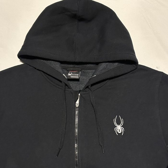 Spyder Spyder Zip Up Hoodie Black/White Embroidered Spider | Grailed