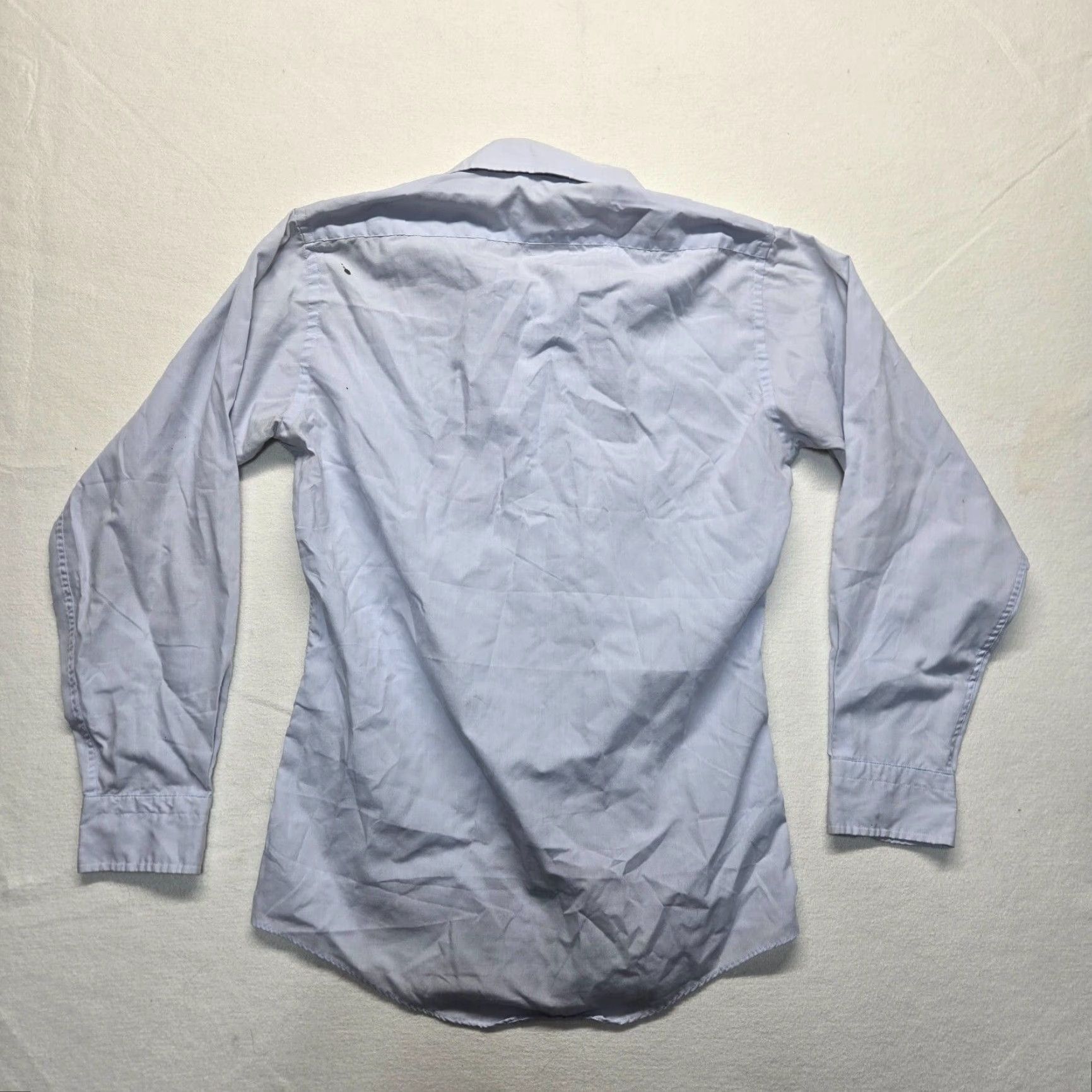 Arrow Arrow Dress Shirt Solid Blue Button Up Long Sleeve Adult Men's Size 14.5 Size 36R - 6 Thumbnail