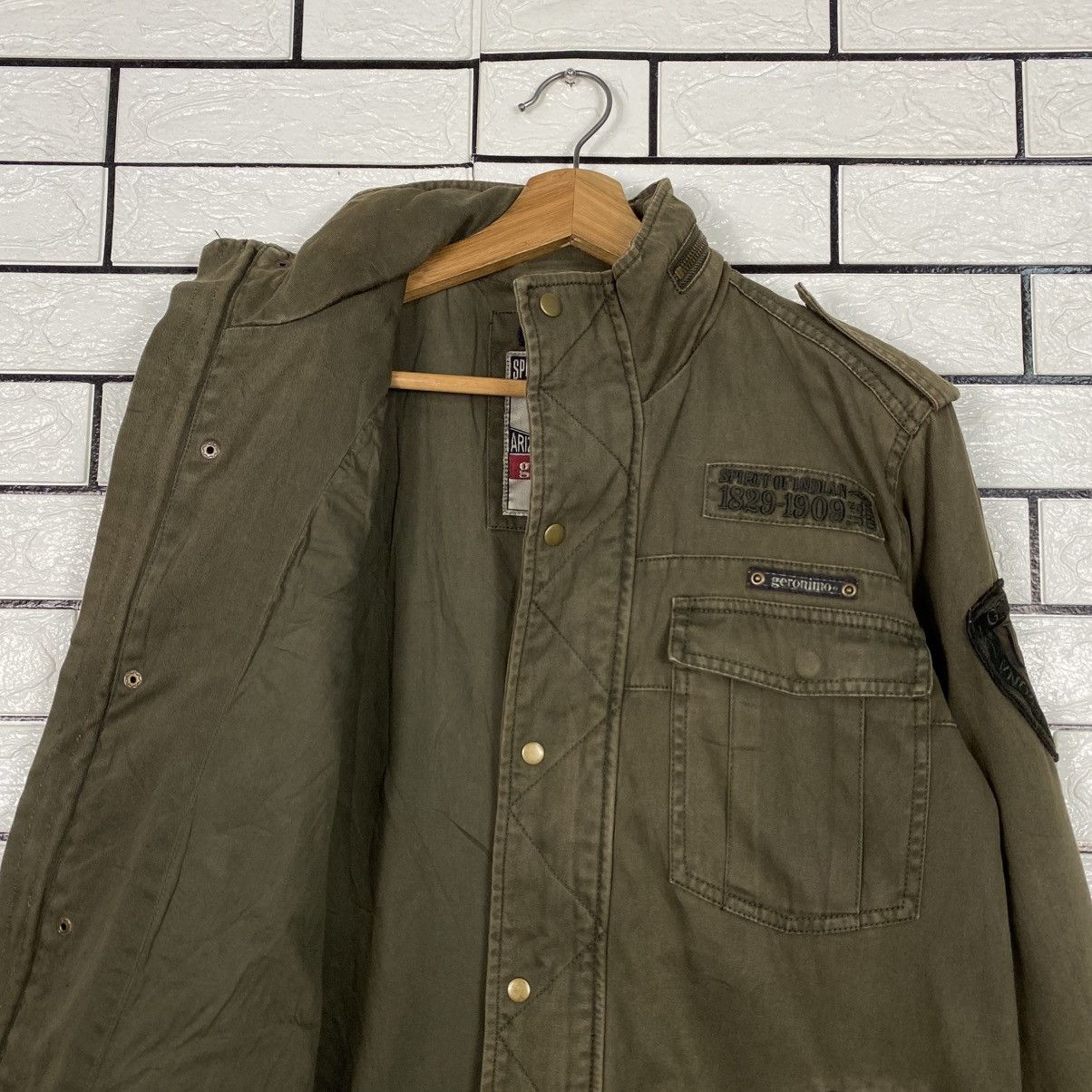 Japanese Brand 📌Vintage Biker Jacket Arizona Tribes Geronimo Big Logo Size US M / EU 48-50 / 2 - 18 Thumbnail