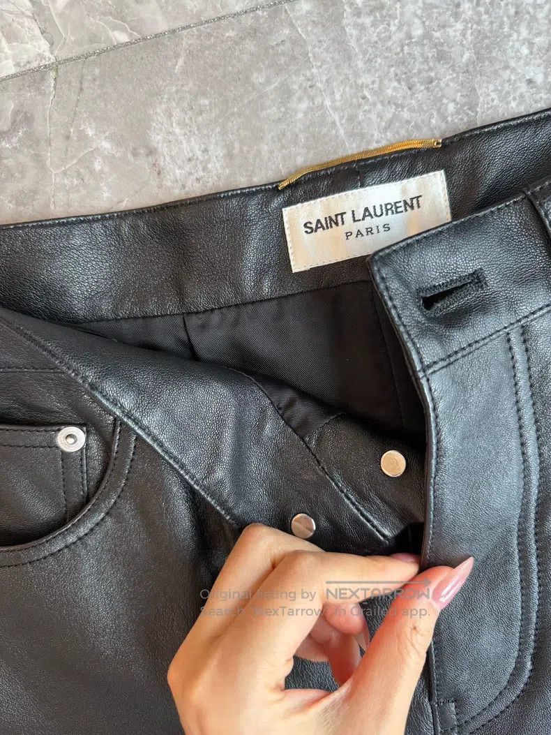 Saint Laurent Paris Saint Laurent Paris Leather Shorts Size 35" - 2 Thumbnail