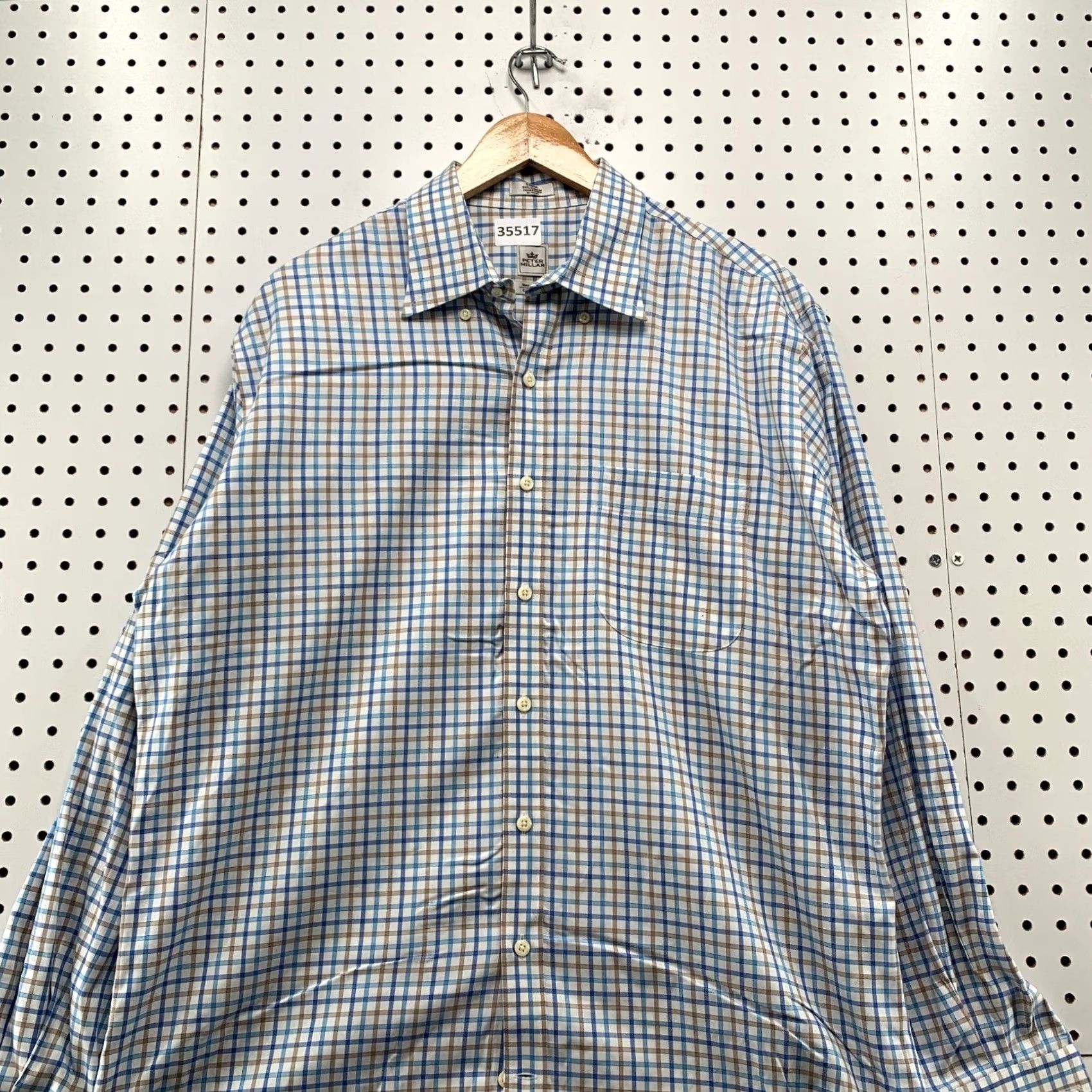 Peter Millar Peter Millar Button Shirt Mens Large Blue Check Long Sleeve Nanoluxe 24x33 Size US L / EU 52-54 / 3 - 2 Thumbnail