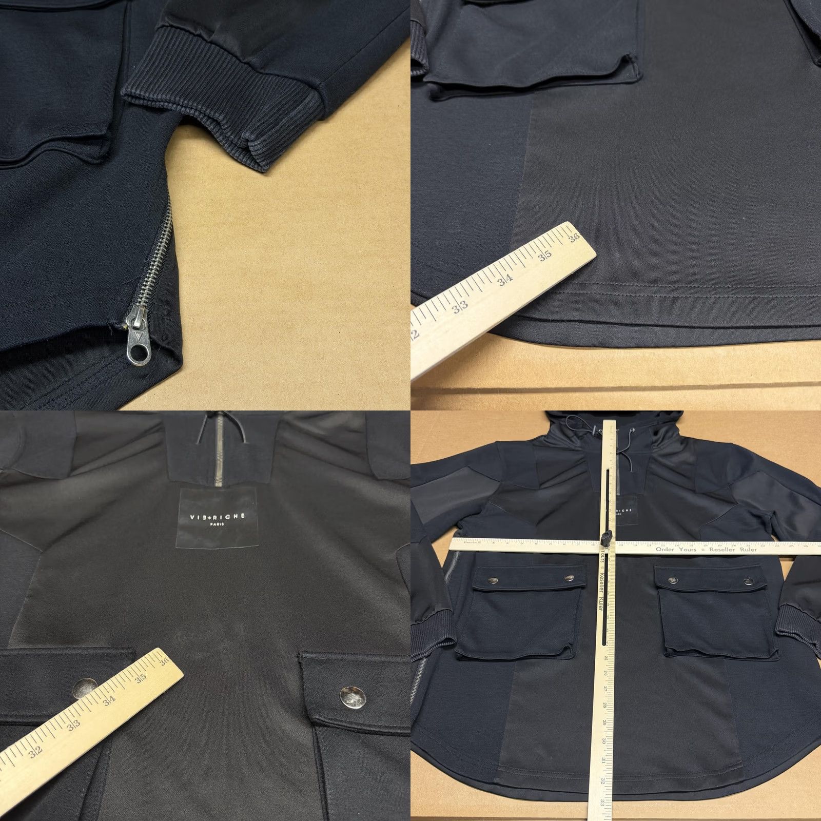 Logo 7 VIE+RICHE Hoodie Mens XL Black 1/4 Zip Pullover Front Pockets Logo Paris Zips Size US XL / EU 56 / 4 - 8 Thumbnail