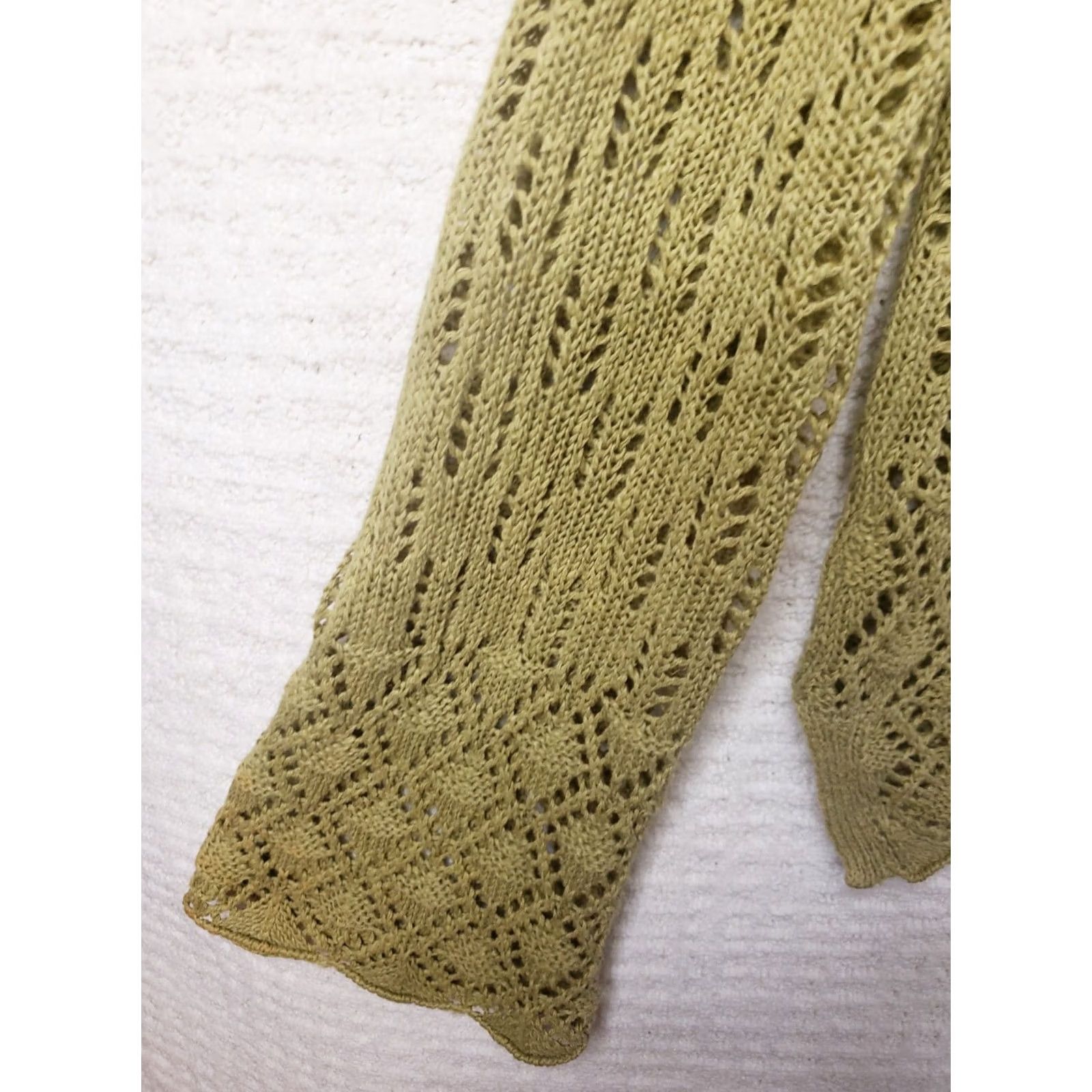 J. Jill J. Jill Bell Sleeve Cardigan Open Knit Light Green Hemp Cotton Size M Women Sweater V-Neck Bell Sleeve Regular Dry-clean Only Size M / US 6-8 / IT 42-44 - 4 Thumbnail