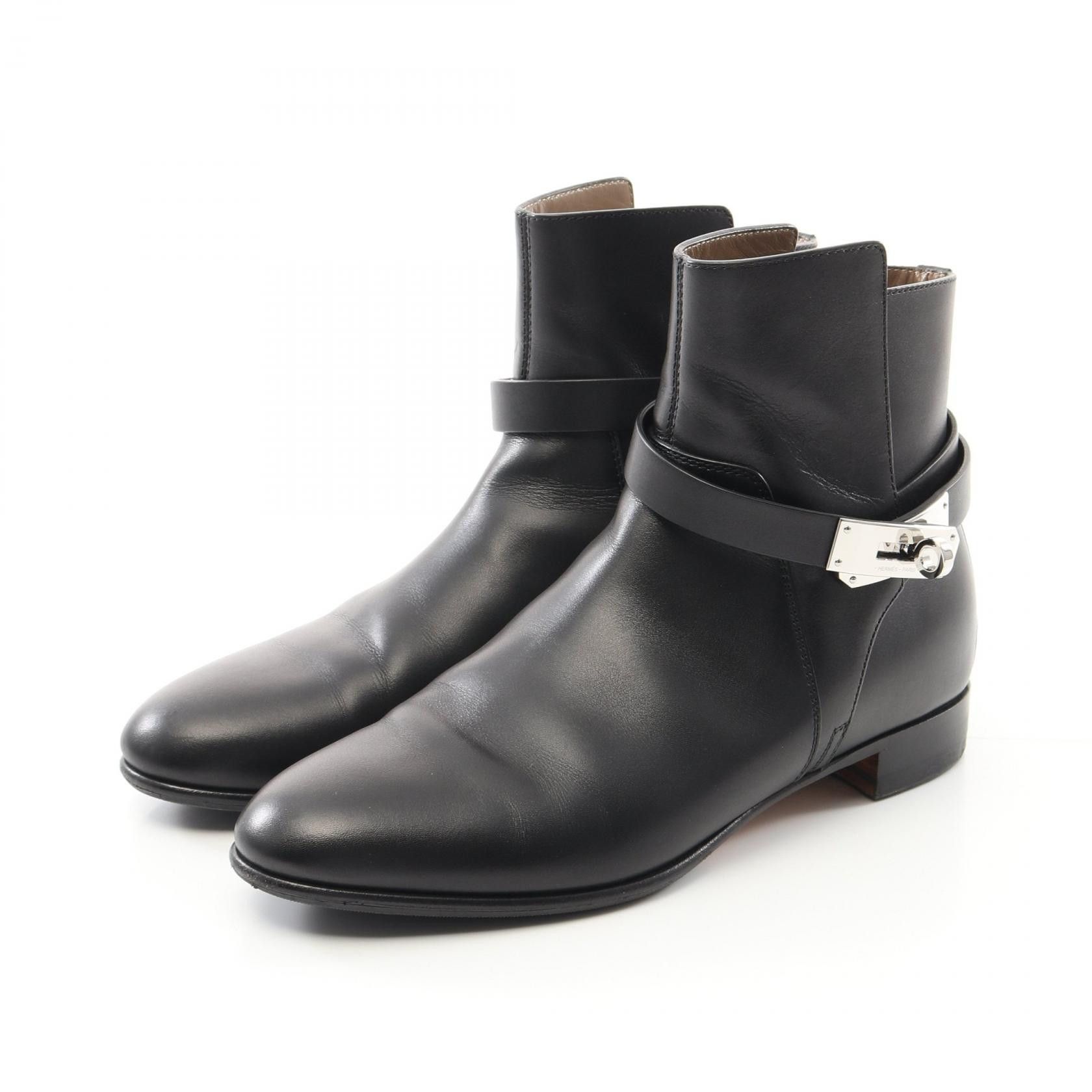 Hermes Hermes Neo Kelly Leather Boots Leather Shoes in Black, Women's