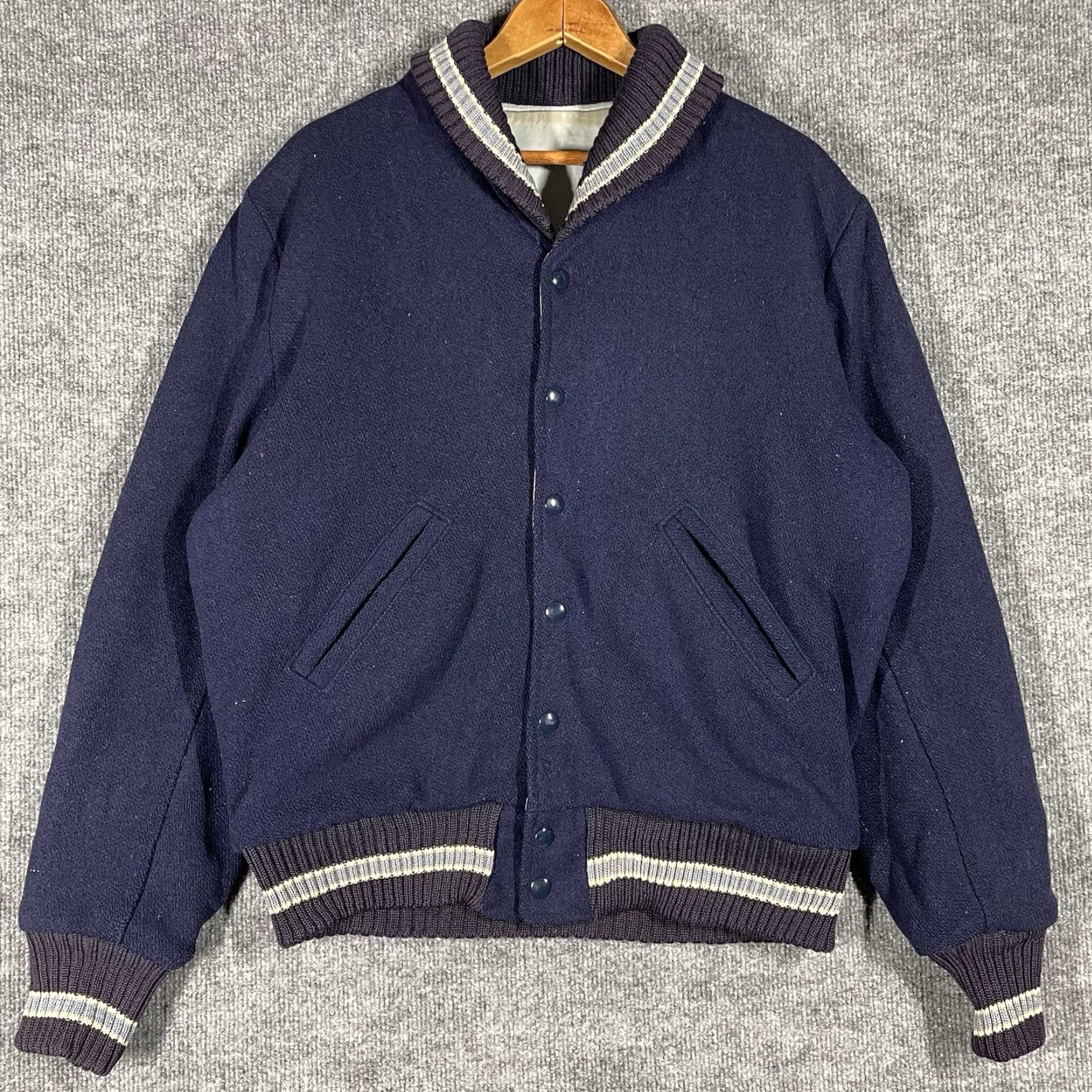 Vintage VINTAGE Albion Knitting Mills Stadium Jacket Mens Size S Wool 50s Blue Rockabilly Decade 1950s Varsity Letterman Size US S / EU 44-46 / 1 - 2 Thumbnail