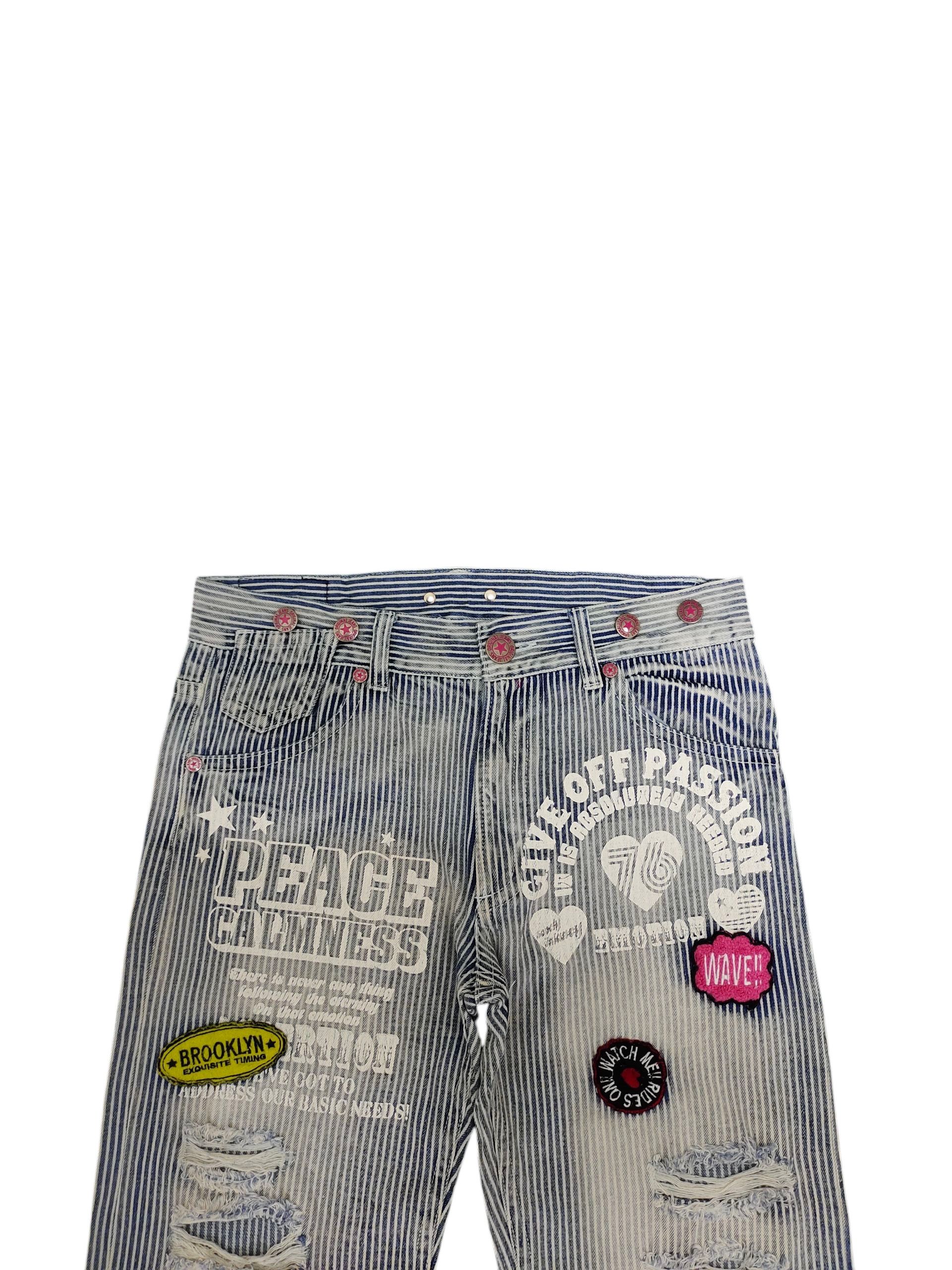 Hysteric Glamour Vintage California Jeans Patchwork Distress Hickory Denim Size US 33 - 2 Thumbnail