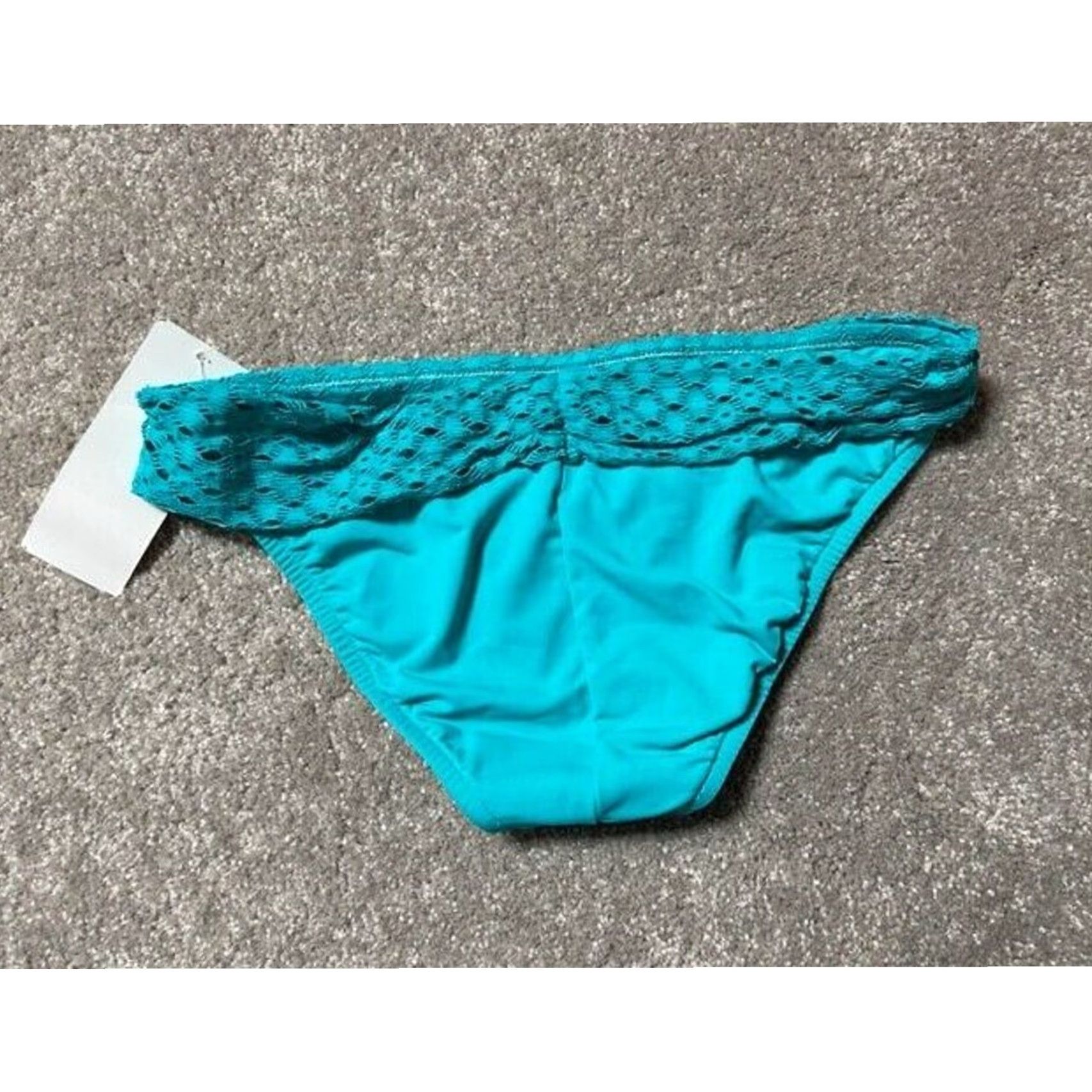 Vintage Sunsets Bikini Bottom S Retro 60s High-Waist Crochet Beach Resort Coastal Women Secrets? Size 28" / US 6 / IT 42 - 2 Thumbnail