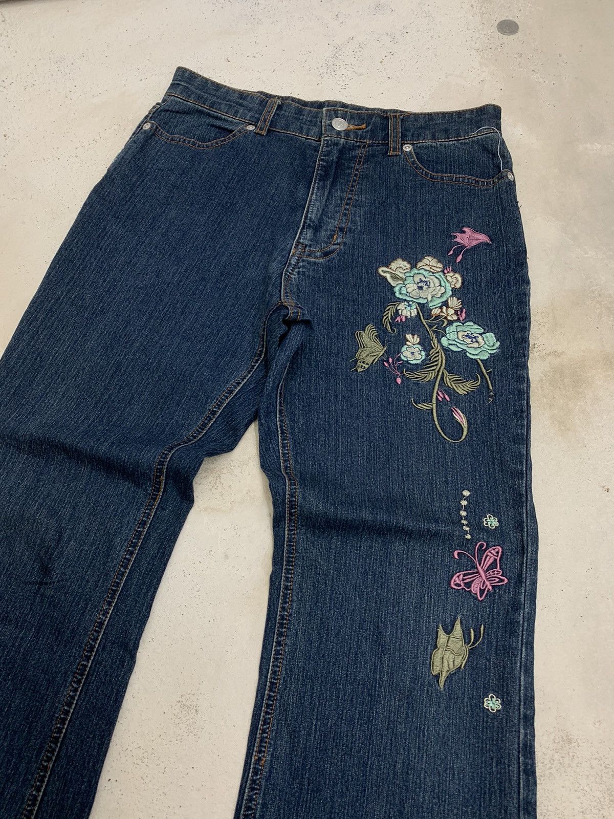 Japanese Brand Floral Roses Affliction Embroidery Designer Style Jeans Size 27" / US 4 / IT 40 - 3 Thumbnail