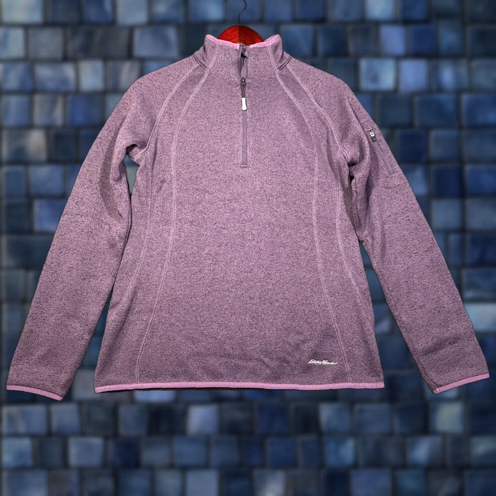 Eddie Bauer Eddie Bauer Womens Top Medium Purple Knit 1/4 Zip Pullover Sleeve Pocket Logo Regular Fit Classic Modern Casual Shirt Womens Size M / US 6-8 / IT 42-44 - 1 Thumbnail