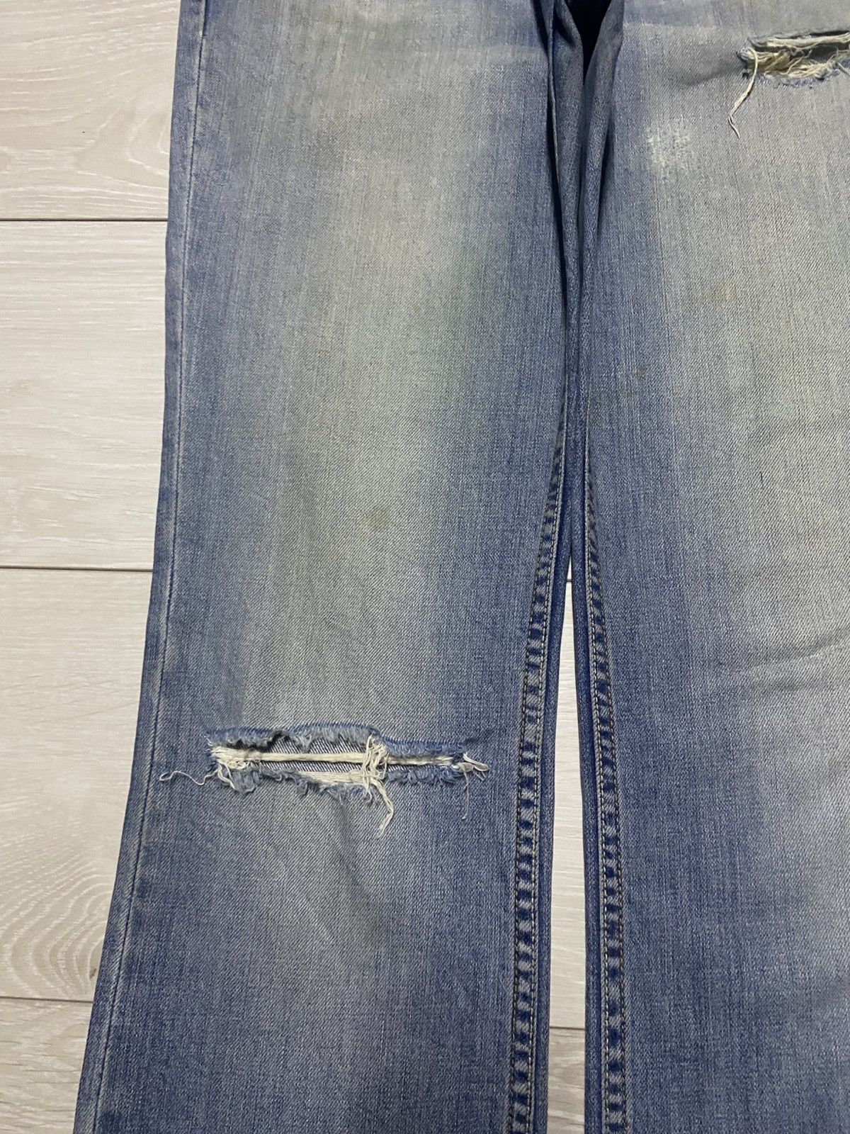 Dapper Dan × Gap Vintage Gap Denim Tears Distressed Fade Bootcut Flare Jeans Size US 34 / EU 50 - 6 Thumbnail
