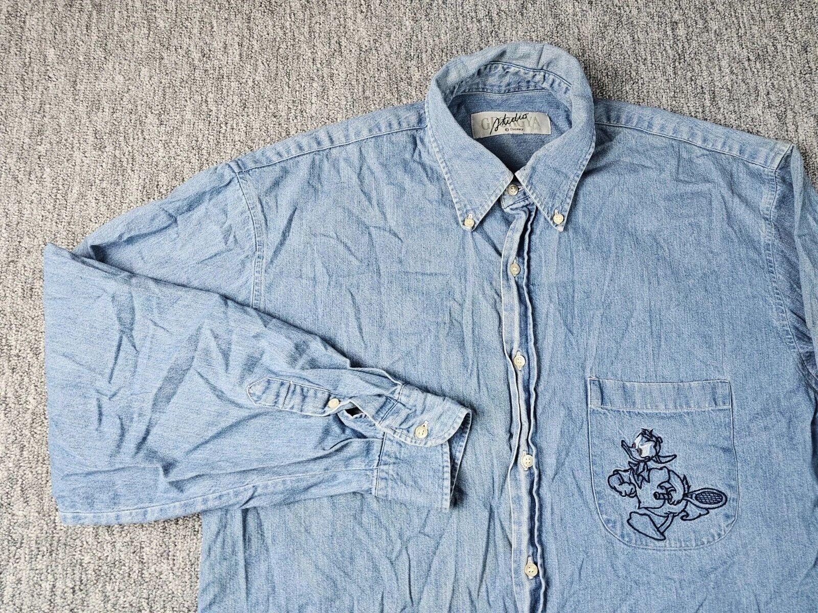 Other 90s Disney Paris Donald Duck Embroidered Denim Shirt L 90s Size US L / EU 52-54 / 3 - 4 Thumbnail