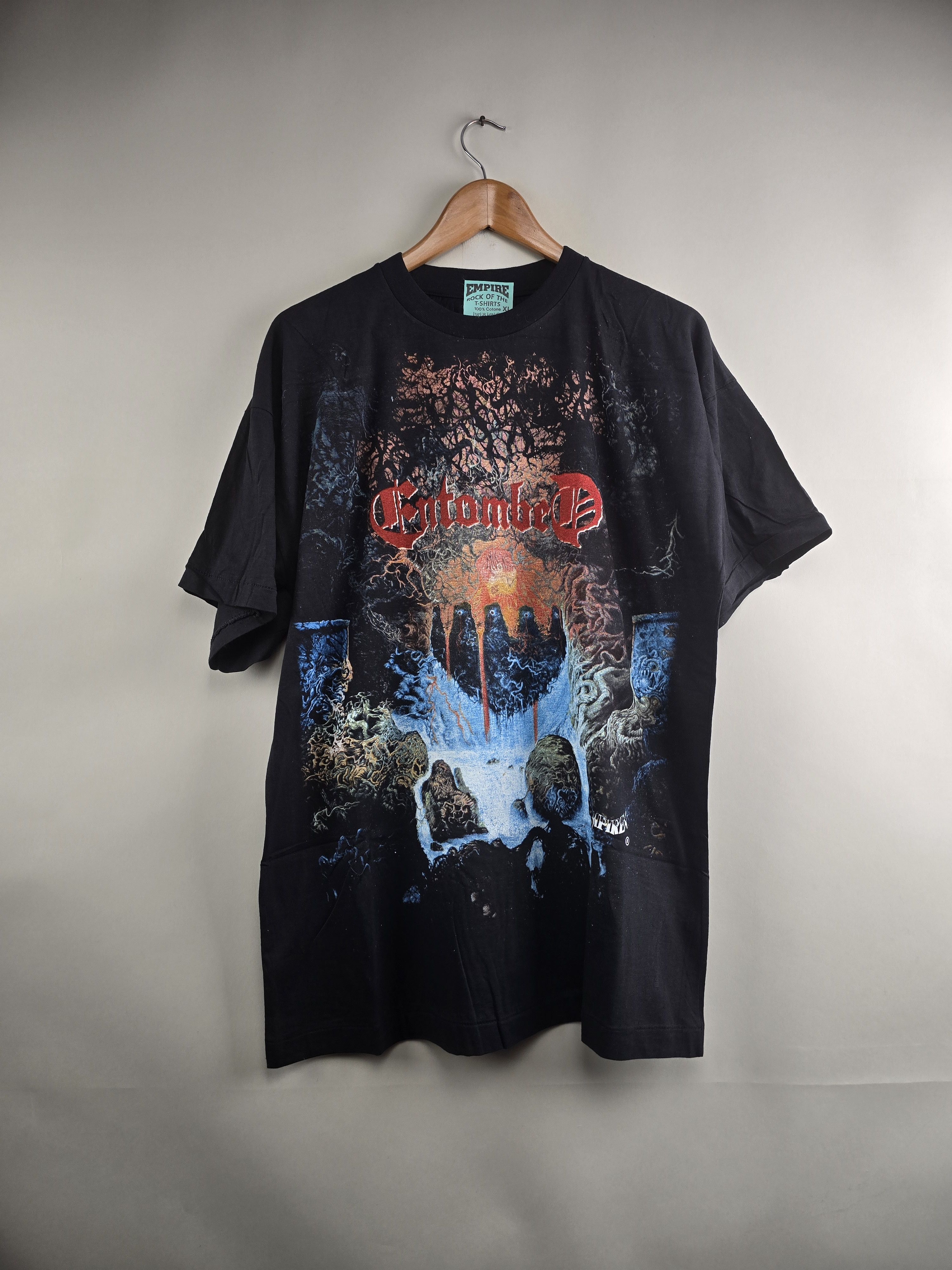 Band Tees × Vintage 90s Entombed Left hand path full print by Empire XL 23" 30" Size US XL / EU 56 / 4 - 7 Thumbnail