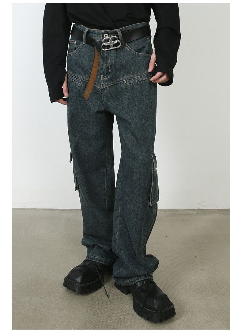 Japanese Brand × Jean Multi-pocket American washed distressed loose cargo jeans Size US 32 / EU 48 - 4 Thumbnail
