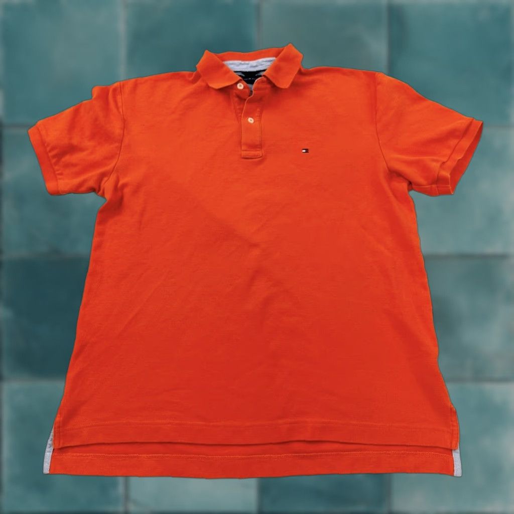 Tommy Hilfiger Tommy Hilfiger Polo Shirt Men L Orange Short Sleeve Mini Flag Logo Size US L / EU 52-54 / 3 - 1 Thumbnail