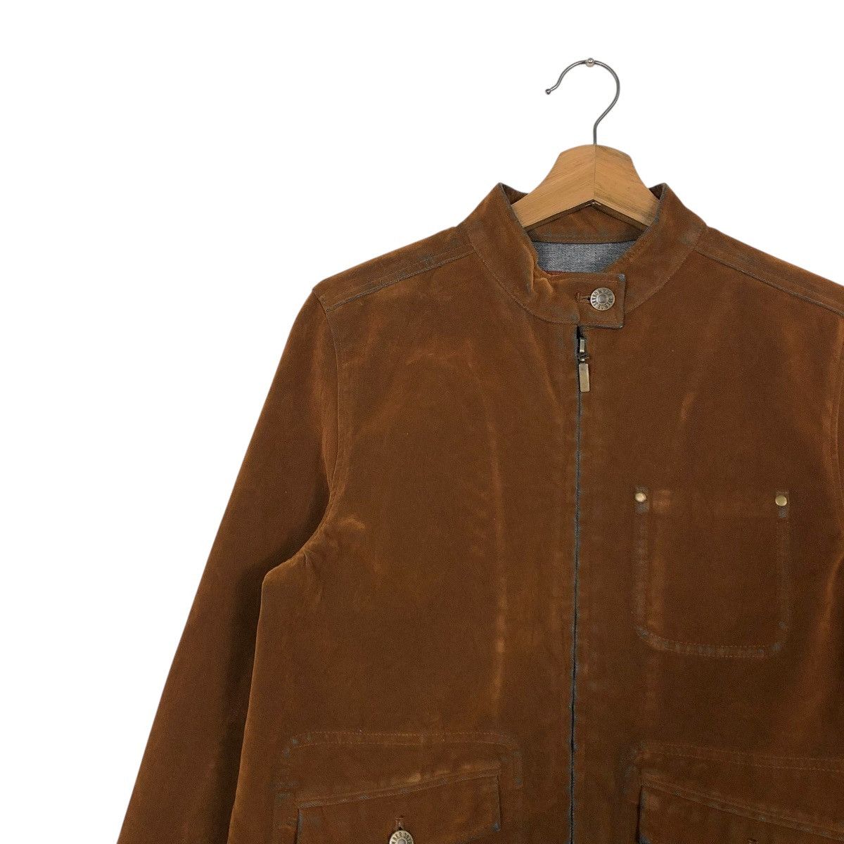 Japanese Brand 🔥RICH BROWN CROPPED CHORE BIKER JACKET SKY BOMBER Size US L / EU 52-54 / 3 - 9 Thumbnail