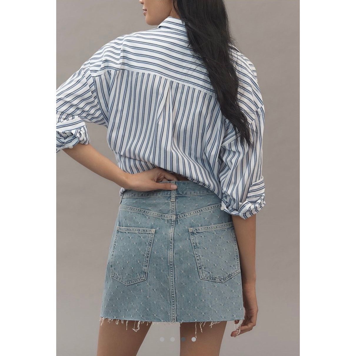 Anthropologie NWT Anthropologie Pilcro Jacquard Denim Mini Skirt Size 42" / US 20 - 4 Thumbnail