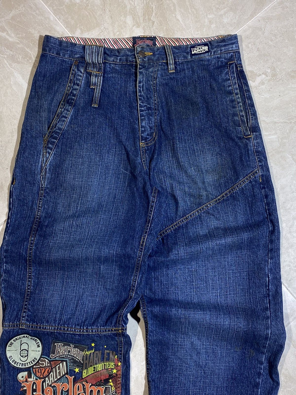 Fubu Crazy Y2K Platinum Fubu Jnco Style Globetrotters 34x34 Jeans Size US 34 / EU 50 - 3 Thumbnail