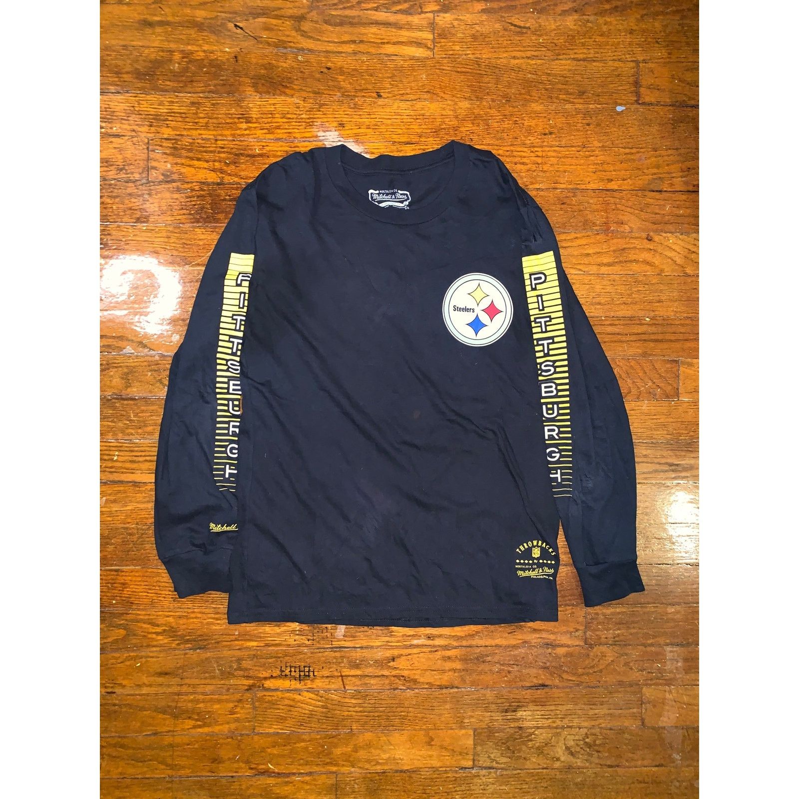 Mitchell & Ness × NFL Pittsburgh Steelers Long Sleeve Shirt Youth Large Black NFL Size US XS / EU 42 / 0 - 1 Thumbnail