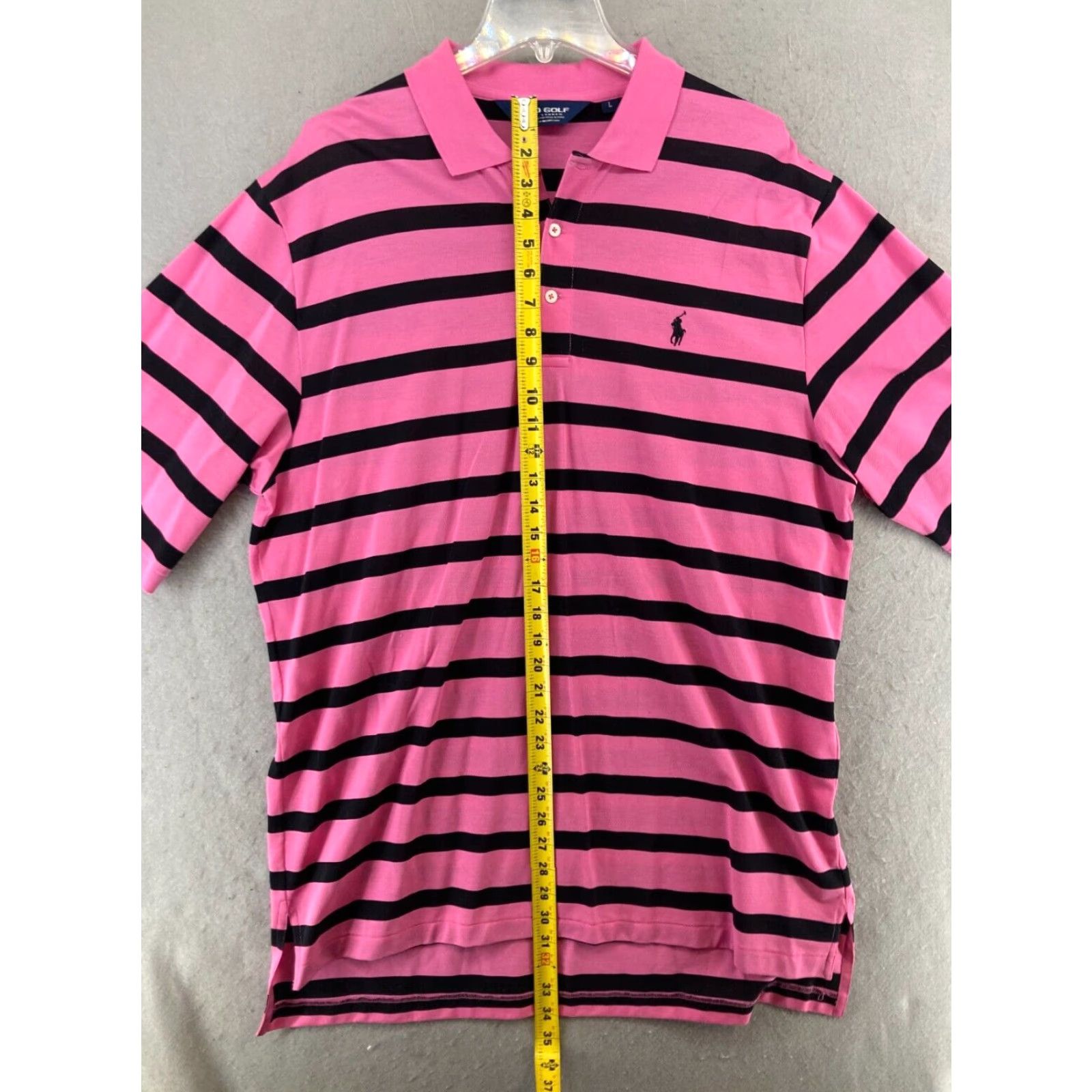 Polo Ralph Lauren Polo Golf Ralph Lauren Mens Polo Shirt Large Pink Striped Pima Cotton Easy Care Regular Fit Casual Golf Size US L / EU 52-54 / 3 - 3 Thumbnail