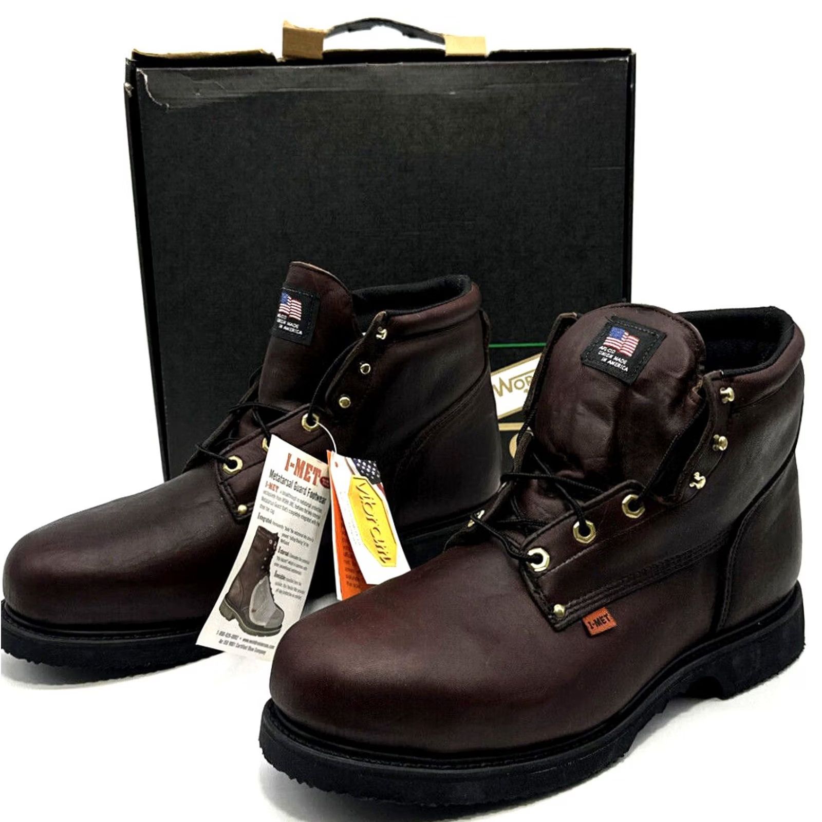 Thorogood Work One I-Met Mens Size 14 D Metatarsal Safety Guard Electrical Lace Boots Thorogood Leather Brown Lace Up Boots Mens 14 Work & Safety Size US 14 / EU 47 - 2 Thumbnail