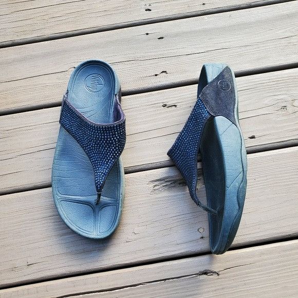 Other Fitflop Rokkit Supernavy Navy Blue Bling toe-post Size US 11 / IT 41 - 2 Thumbnail