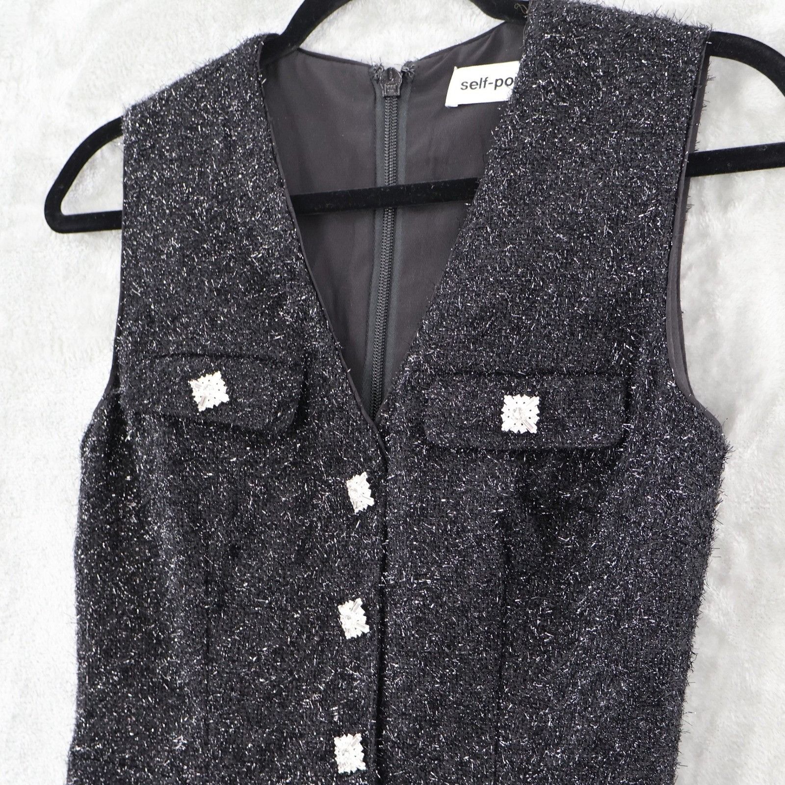 Self-Portrait Self Portrait Tinsel Boucle Button Front Midi Dress Size 2 Size XS / US 0-2 / IT 36-38 - 7 Thumbnail