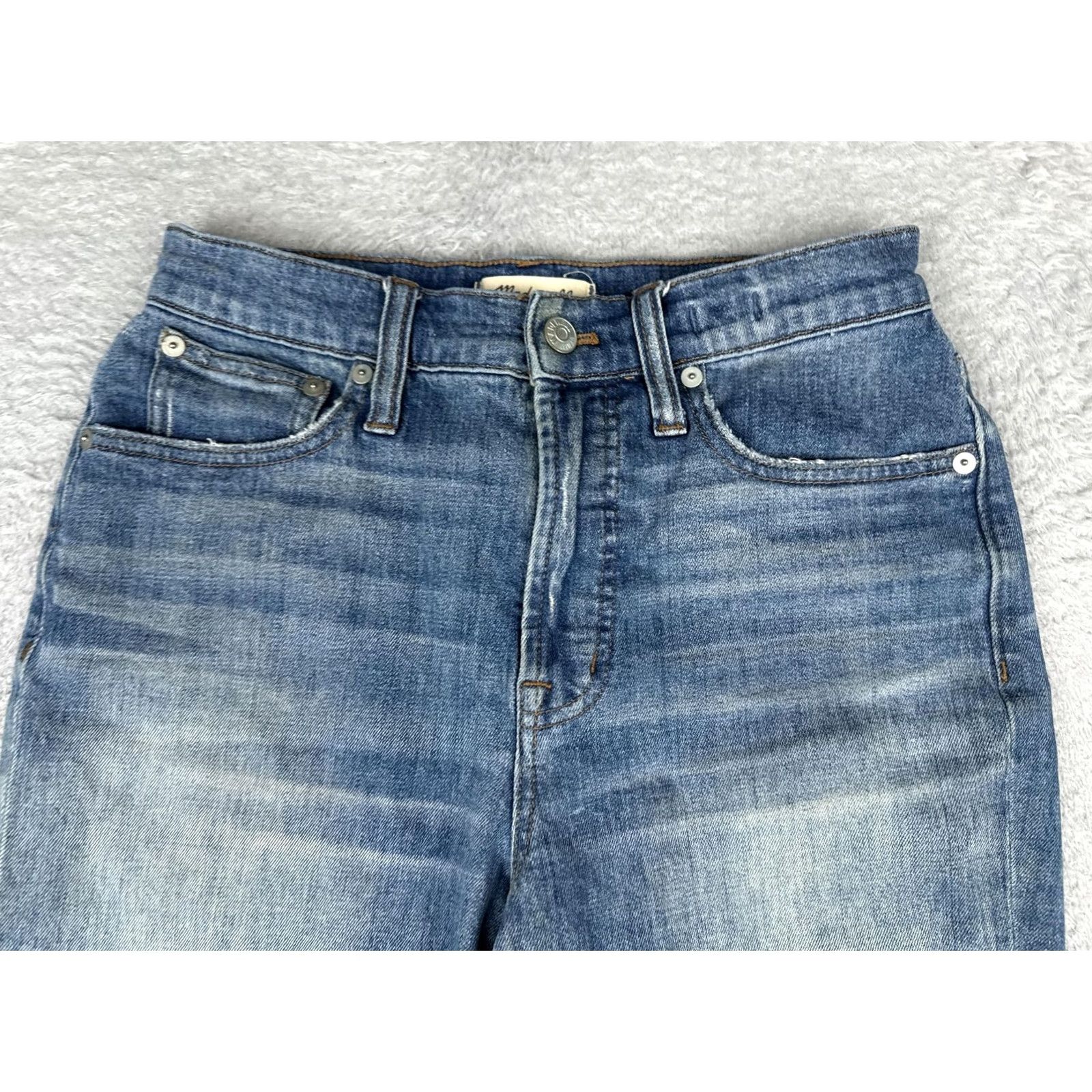 Madewell VINTAGE Madewell Jeans Womens 27 Blue Mid Rise Distressed Crop 27x24.5 Slim Pocket Fringe 5-Pocket Denim Fall Mens? Size 27" / US 4 / IT 40 - 4 Thumbnail