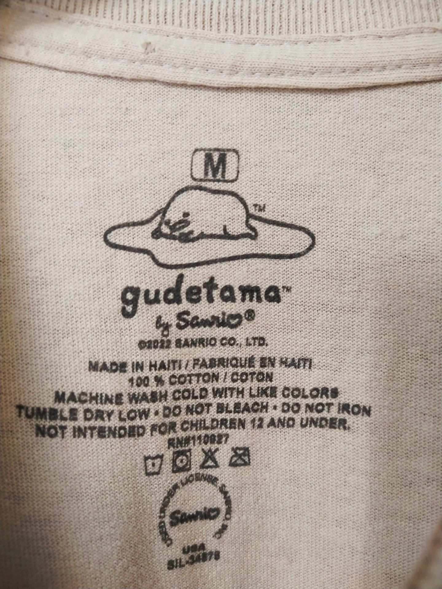 Anime Gudetama Sanrio Egg Art Cream Anime Pop Culture Tee Size US M / EU 48-50 / 2 - 4 Thumbnail