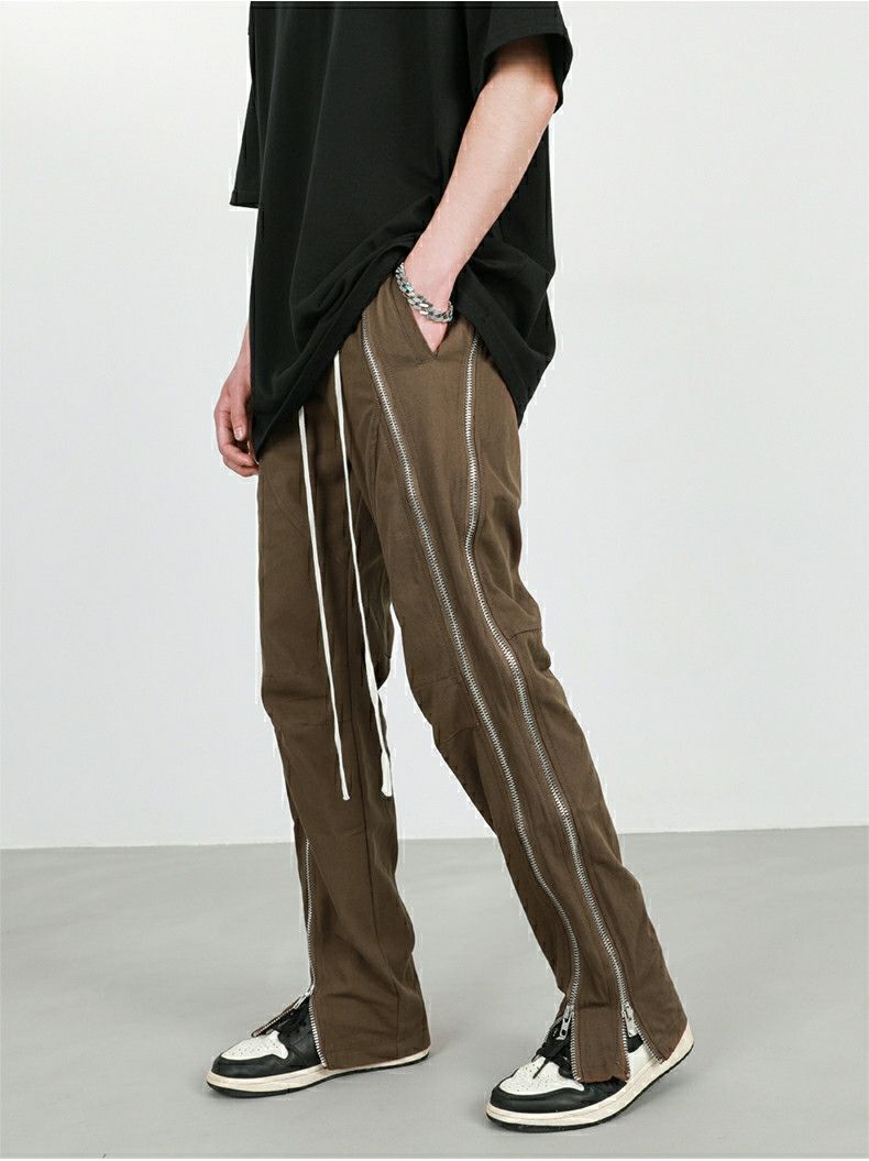 custom hiphop zipper flared utility pants