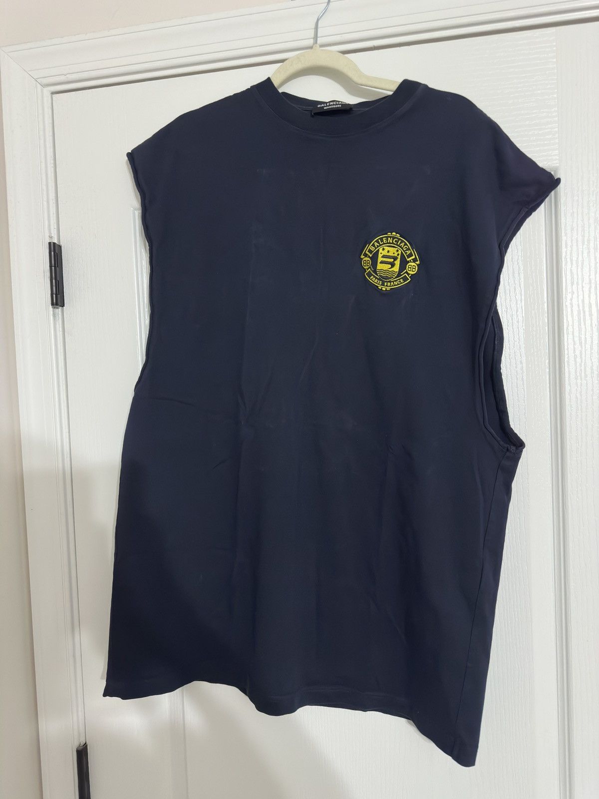 image of Balenciaga Crest Logo Tank Top in Blue, Men's (Size Small)