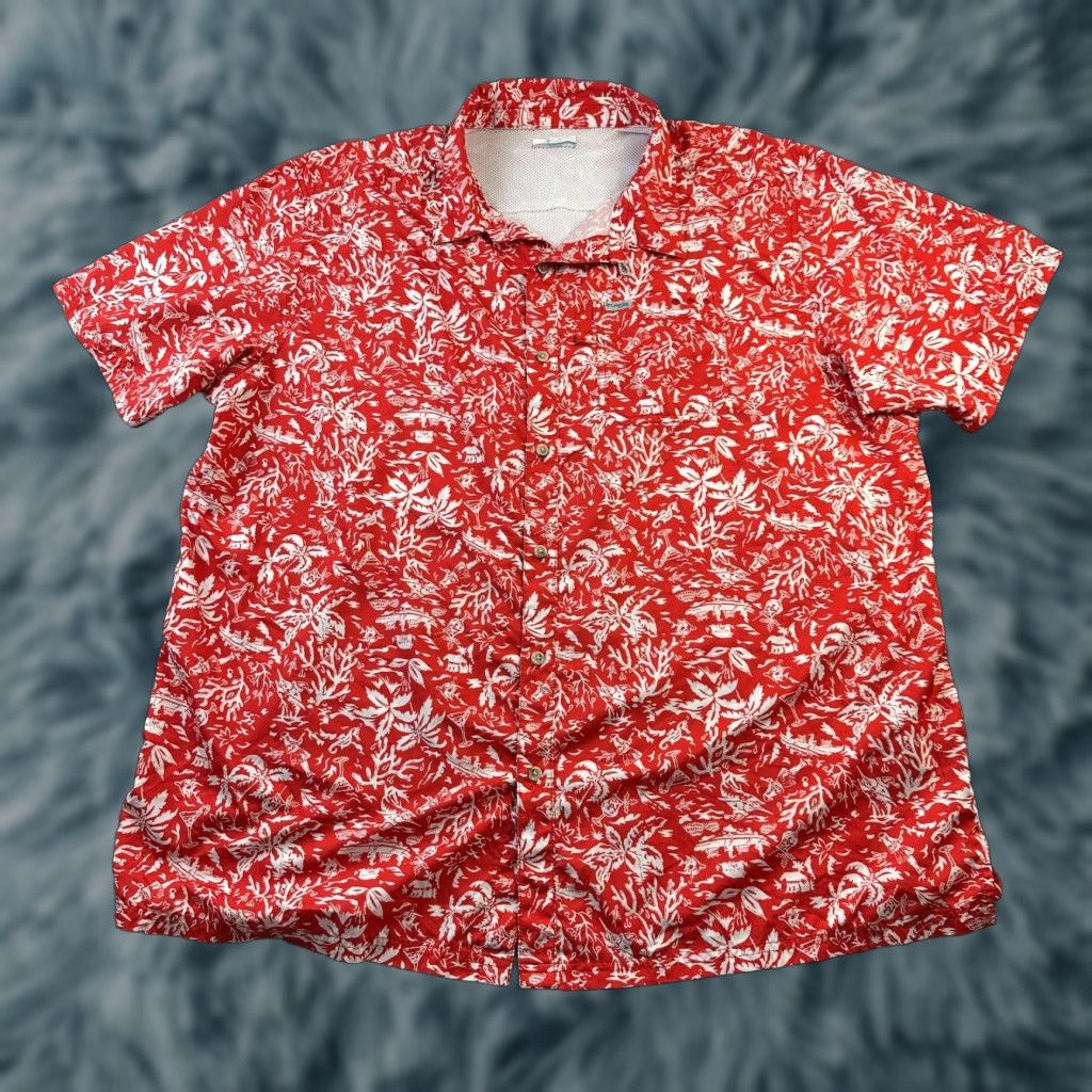 Gloverall Columbia Shirt 3XL XXXL Red Christmas All Over Print Button-Up Short Sleeve PFG Bonehead Geometric Casual Formal Mens Size US XXL / EU 58 / 5 - 1 Thumbnail