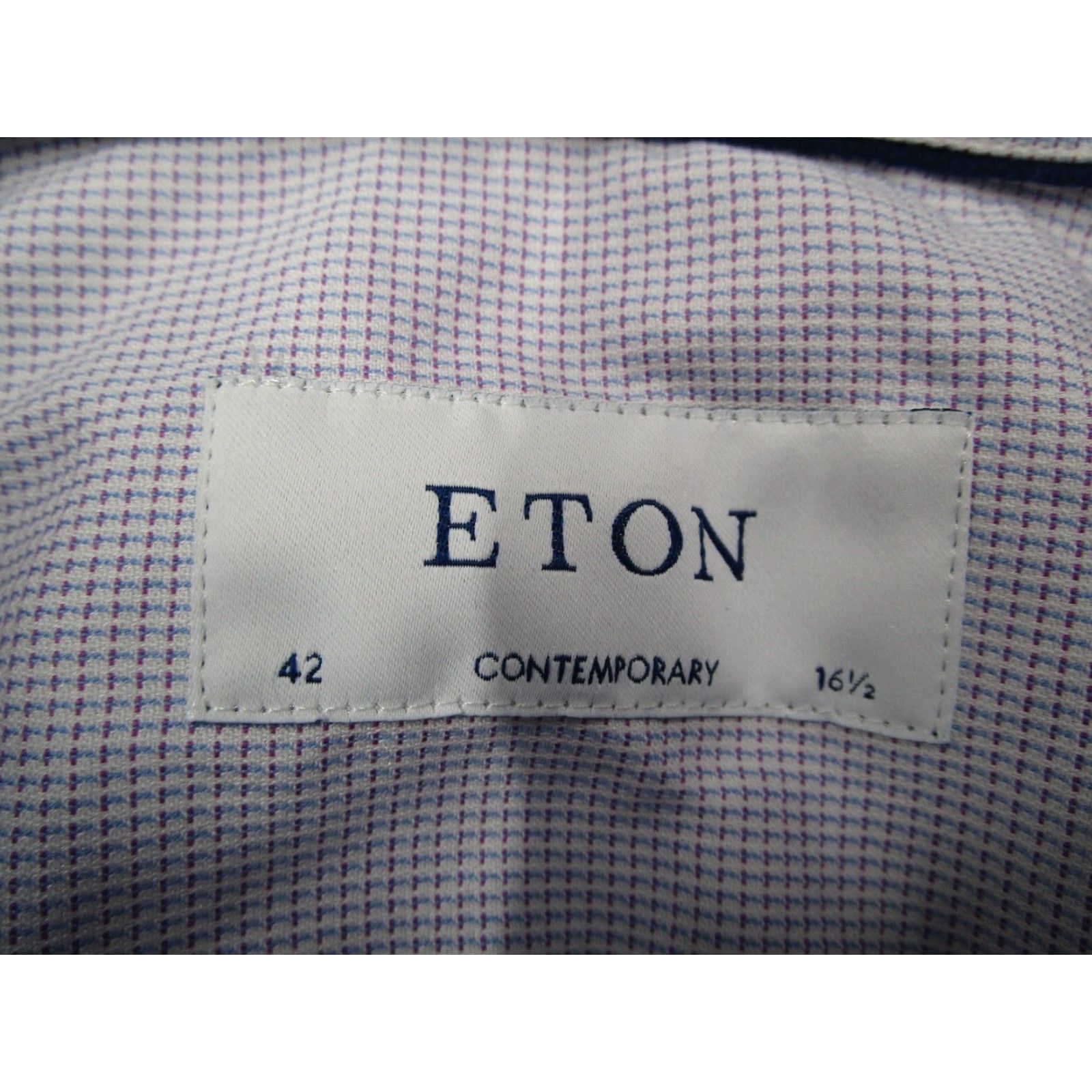 Eton Eton Dress Shirt Mens 16.5 42 Purple Geometric Button Up Contemporary Designer Workwear Size 42R - 3 Thumbnail