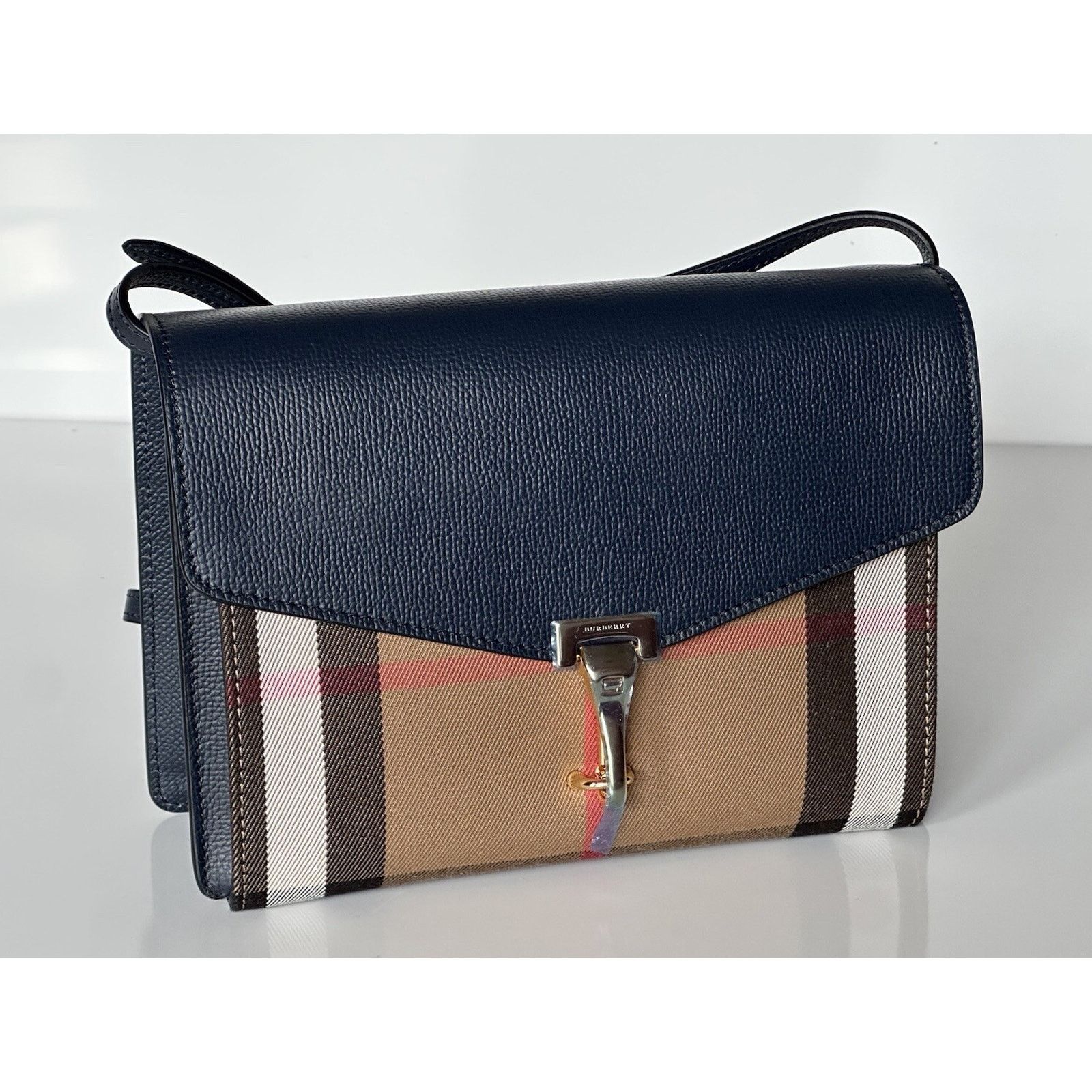 Burberry Burberry Small Macken House Check Derby Bag Blue 39972051 Size ONE SIZE - 1 Thumbnail