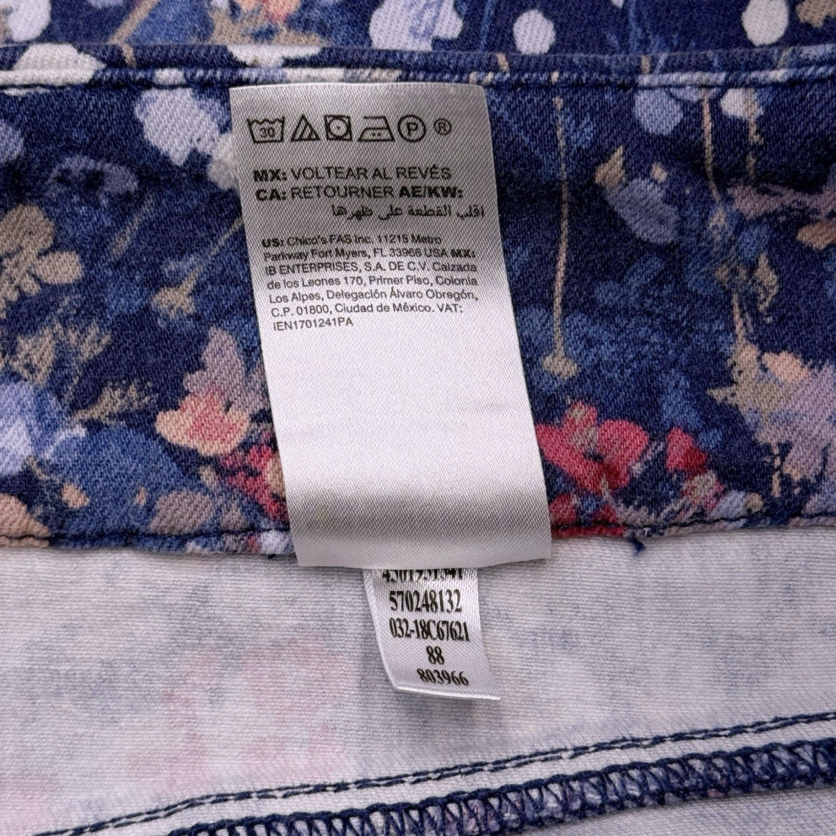 Vintage Chicos Womens Jegging 1R Blue Flowers Mid Rise Stretch Jeans Size 25" / US 0 / IT 36 - 6 Thumbnail
