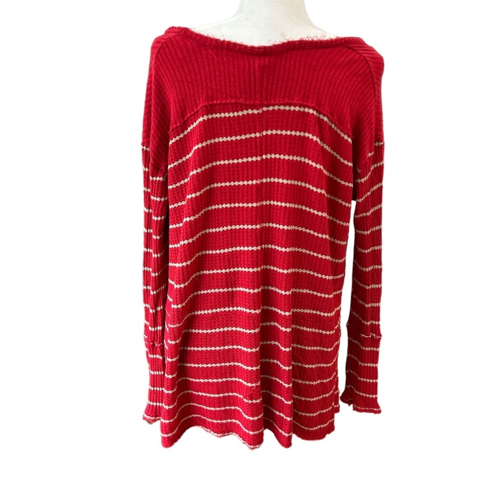 Free People Free People Top Womens Small Red Tan Stripe Grunge Boho Size S / US 4 / IT 40 - 3 Thumbnail