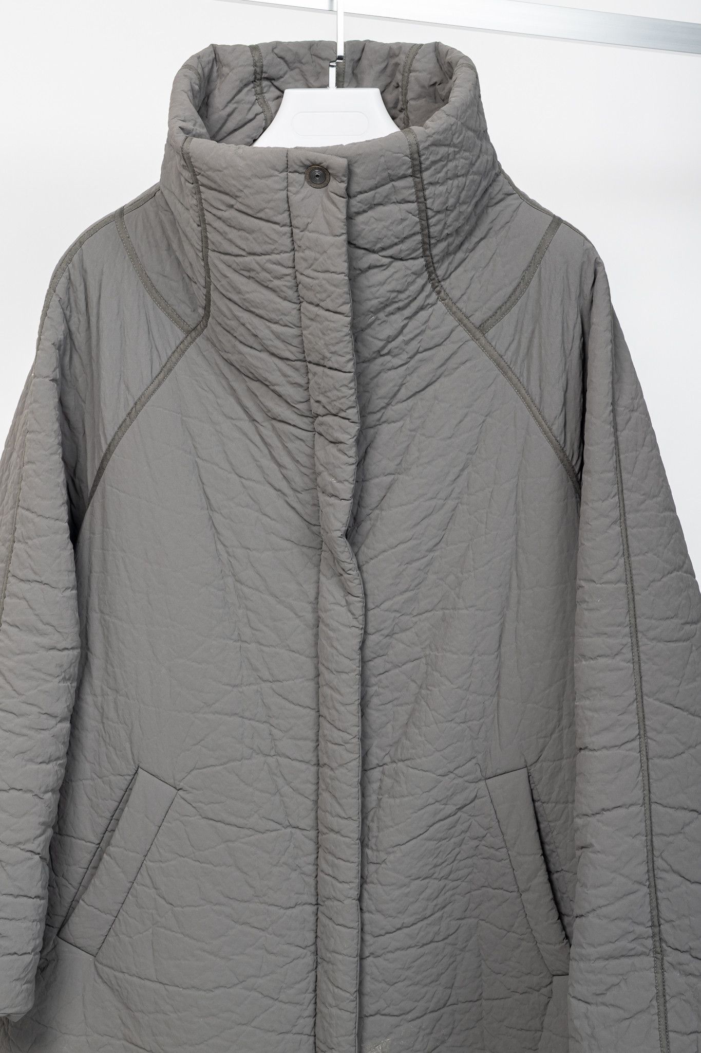 Annette Gortz Annette Gortz AW14 Clyde Grey Waxed Pebble-Texture Coat Size XL / US 12-14 / IT 48-50 - 3 Thumbnail