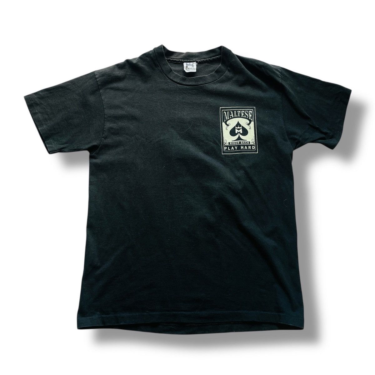 Vintage Faded Black MALTESE Rider Back Play Hard TShirt Size US L / EU 52-54 / 3 - 2 Thumbnail