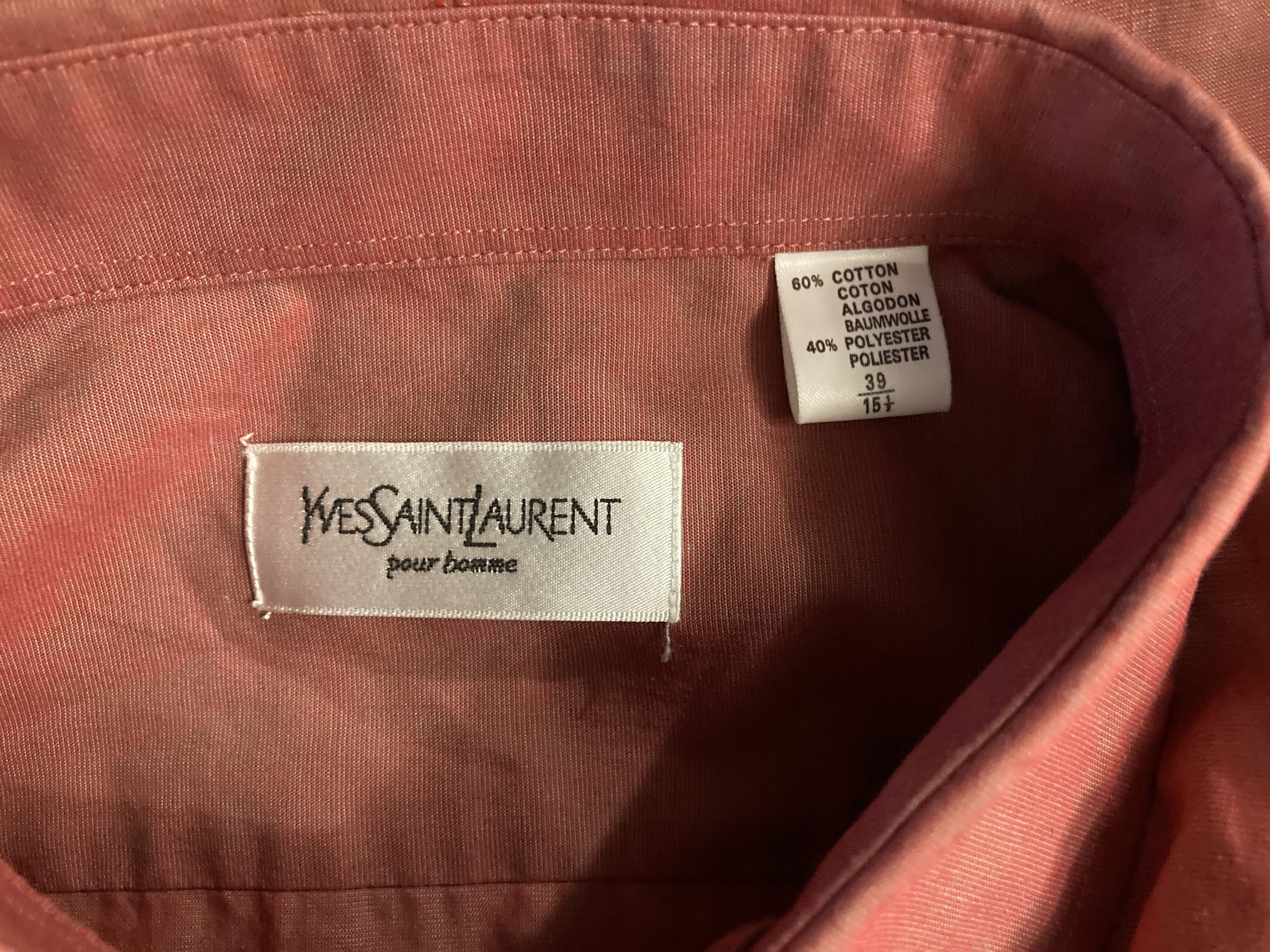 Vintage × Yves Saint Laurent YSL Yves Saint Laurent Classic Logo Burgundy chameleon shirt Size US L / EU 52-54 / 3 - 3 Thumbnail