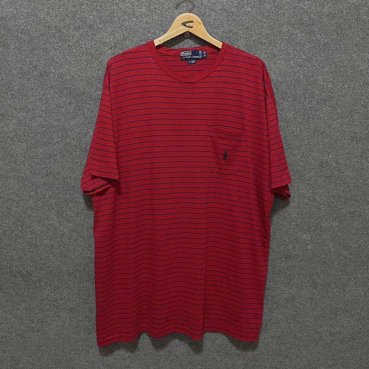 Polo Ralph Lauren × Vintage 90s Polo RL Single Pocket Stripes T Shirt Size US XXL / EU 58 / 5 - 1 Thumbnail