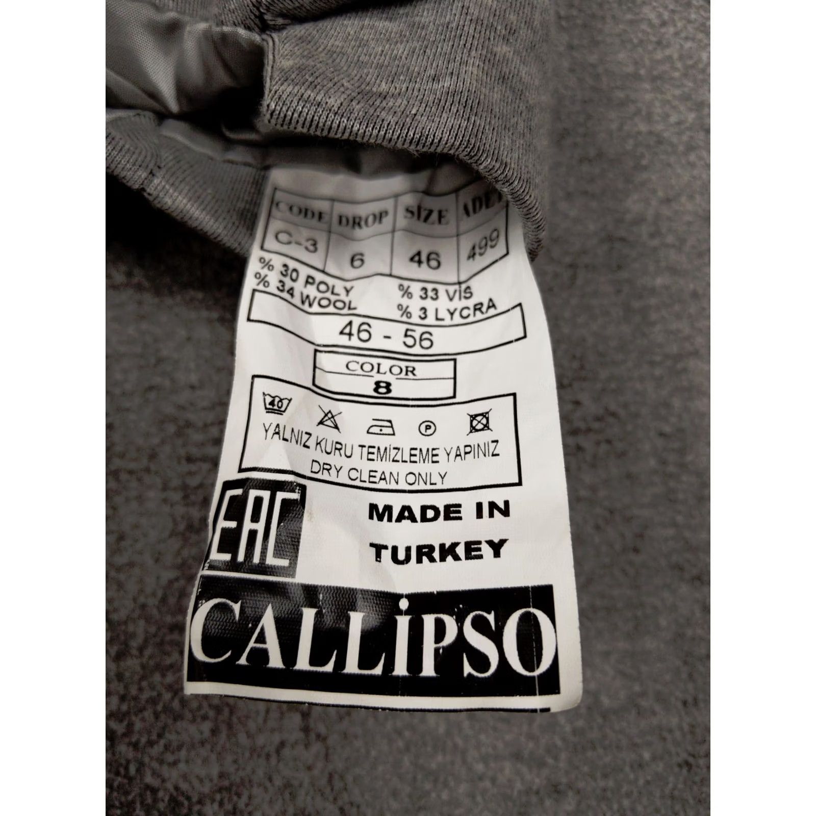 Vintage Callipso Mens Blazer Jacket Gray Heather Wool 36 3-Button Notch Lapel Single-Breasted 2 Button Casual Business Formal Fall Winter Tweed Italy Mens Size 36R - 3 Thumbnail