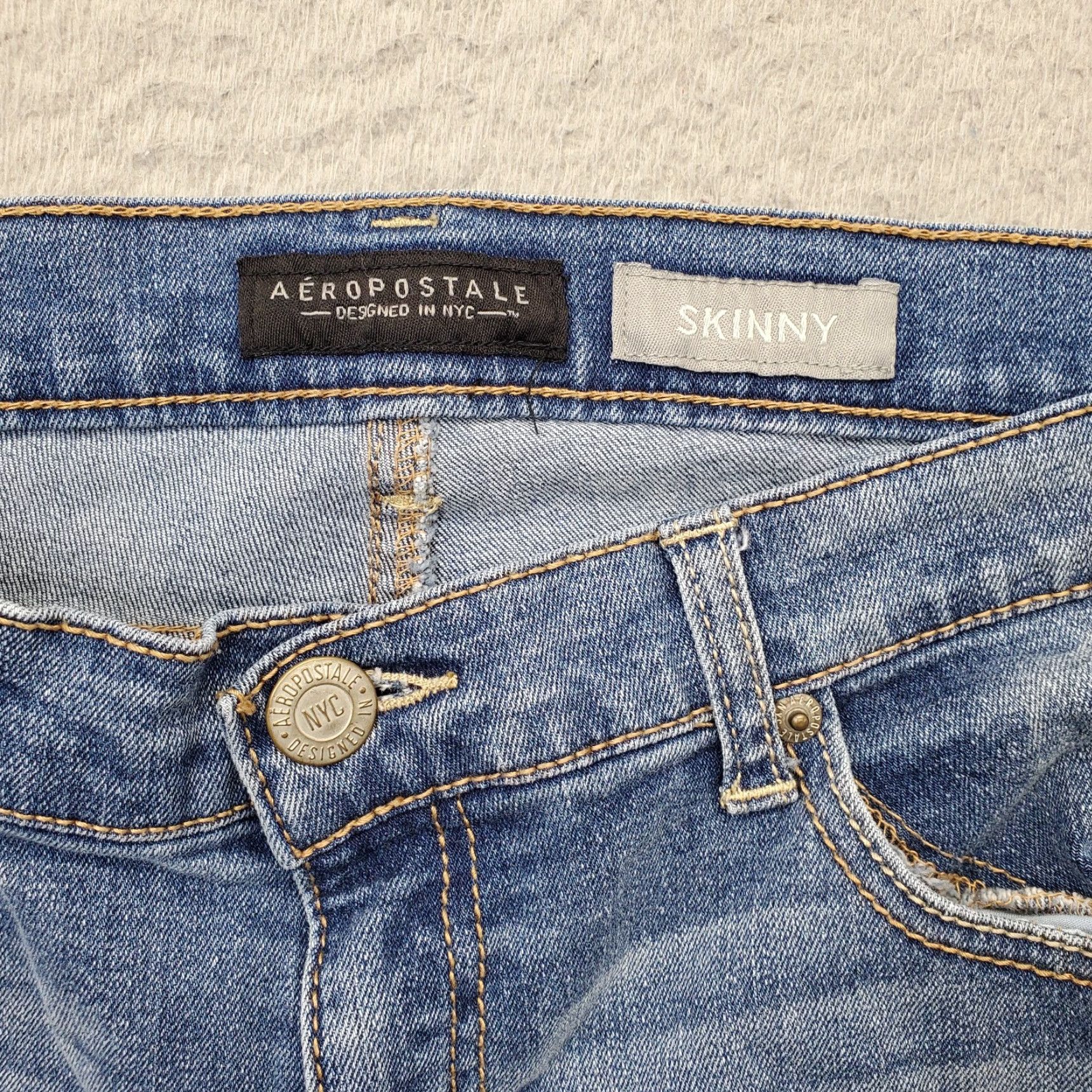 Vintage Aéropostale Jeans Women Size 12 Blue Denim Cotton 5 Pocket Stretch Skinny Size 12 Womens Size 34" / US 12 / IT 48 - 6 Thumbnail