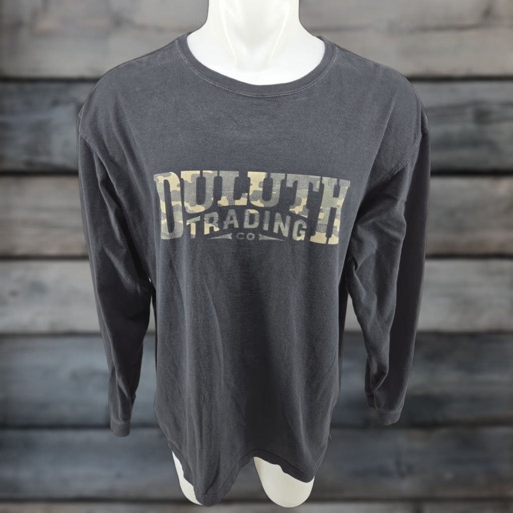 Logo 7 Duluth Trading Co. Longtail T Shirt Mens XL Black Graphic Print Camo Logo Crew Neck Long Sleeve Relaxed Fit Vintage: No Size US XL / EU 56 / 4 - 1 Thumbnail