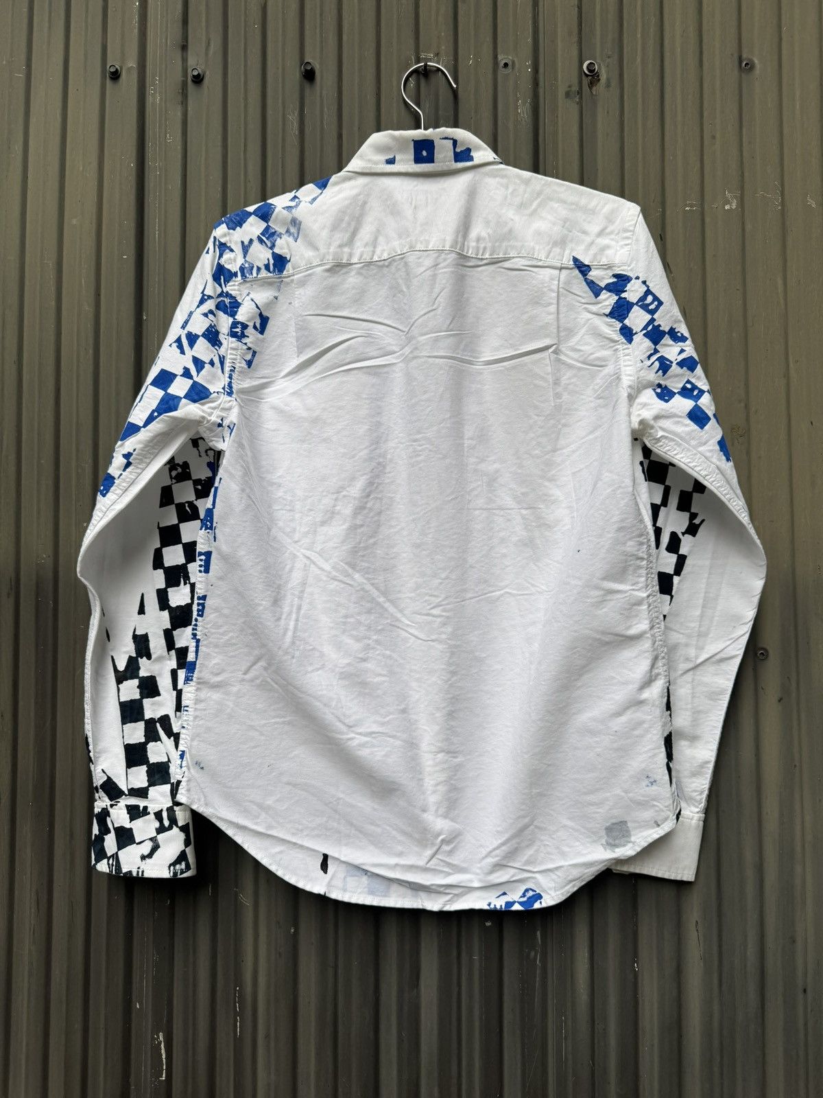Vintage Hand Painted Check Shirt — Blue & Black Checkerboard Size US S / EU 44-46 / 1 - 9 Thumbnail
