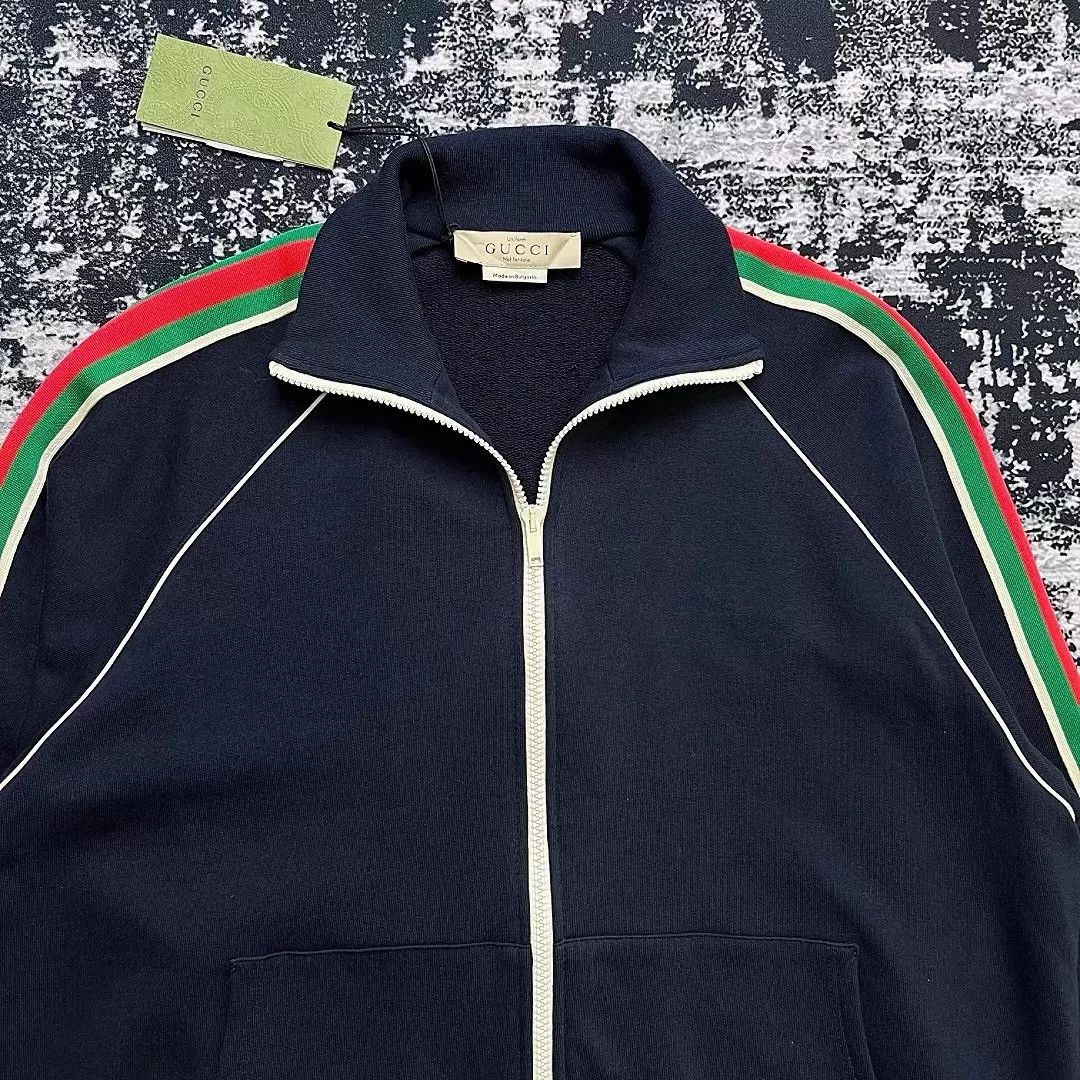 Gucci GUCCI 1976 GG Web Navy Slouchy L Jacket Size US L / EU 52-54 / 3 - 2 Thumbnail