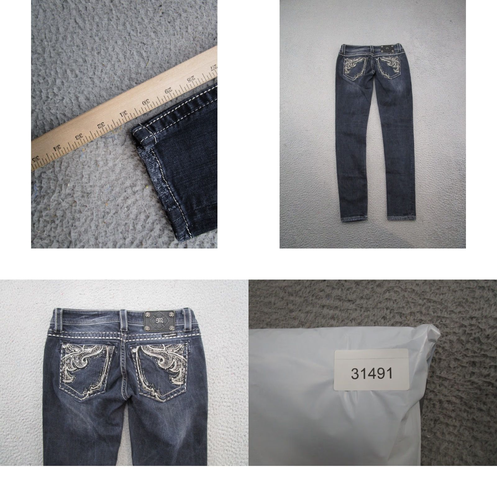 Miss Me Miss Me Jeans Dark Wash Stretch Denim Skinny Women's Size 27 Embroidered Y2K Plain Blue 5-Pocket Design Size 27" / US 4 / IT 40 - 9 Thumbnail