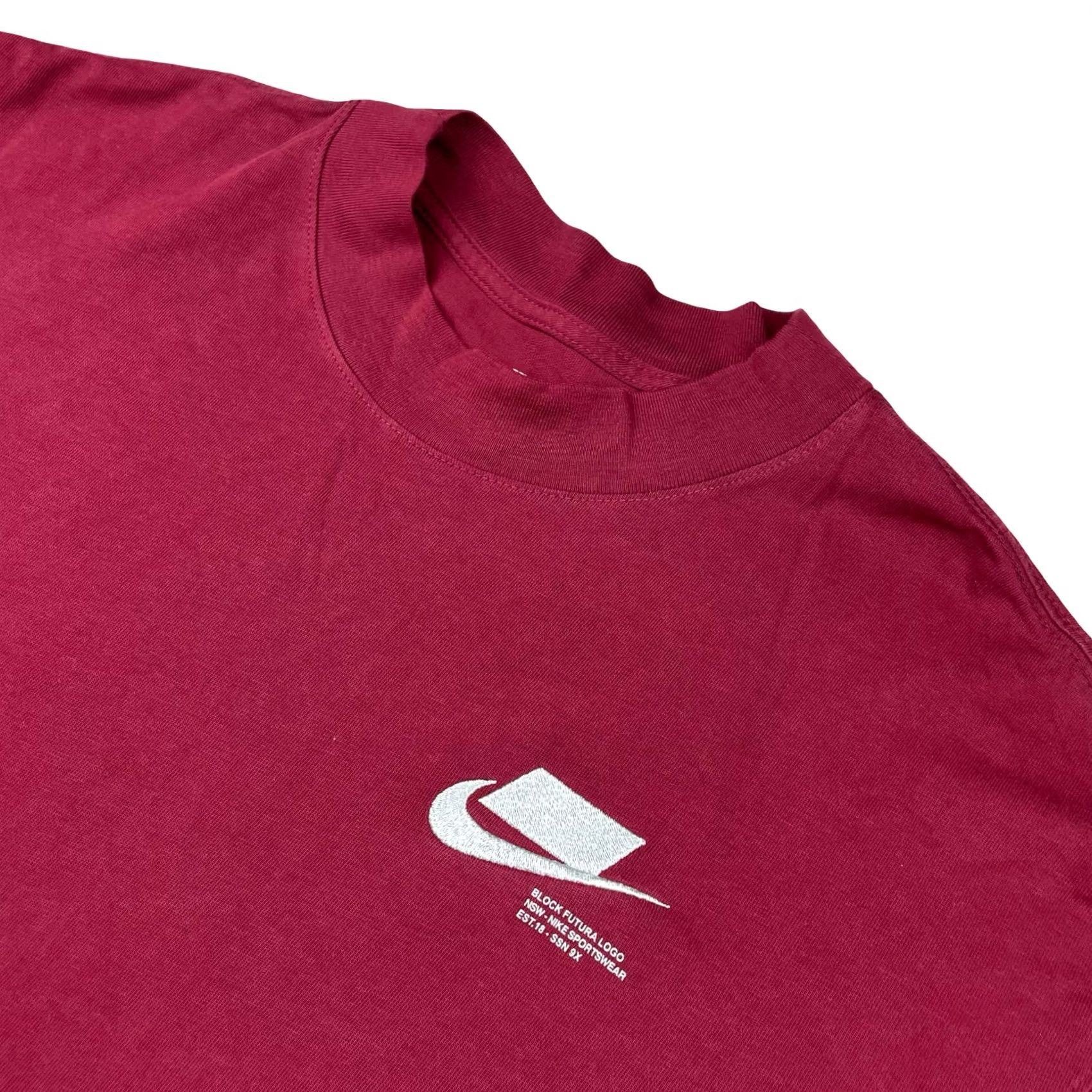 Nike Nike Men's Block Futura T-Shirt Burgundy 100% Cotton L/S Mock Neck Long Sleeve Large DP4114-638 Size US L / EU 52-54 / 3 - 2 Thumbnail