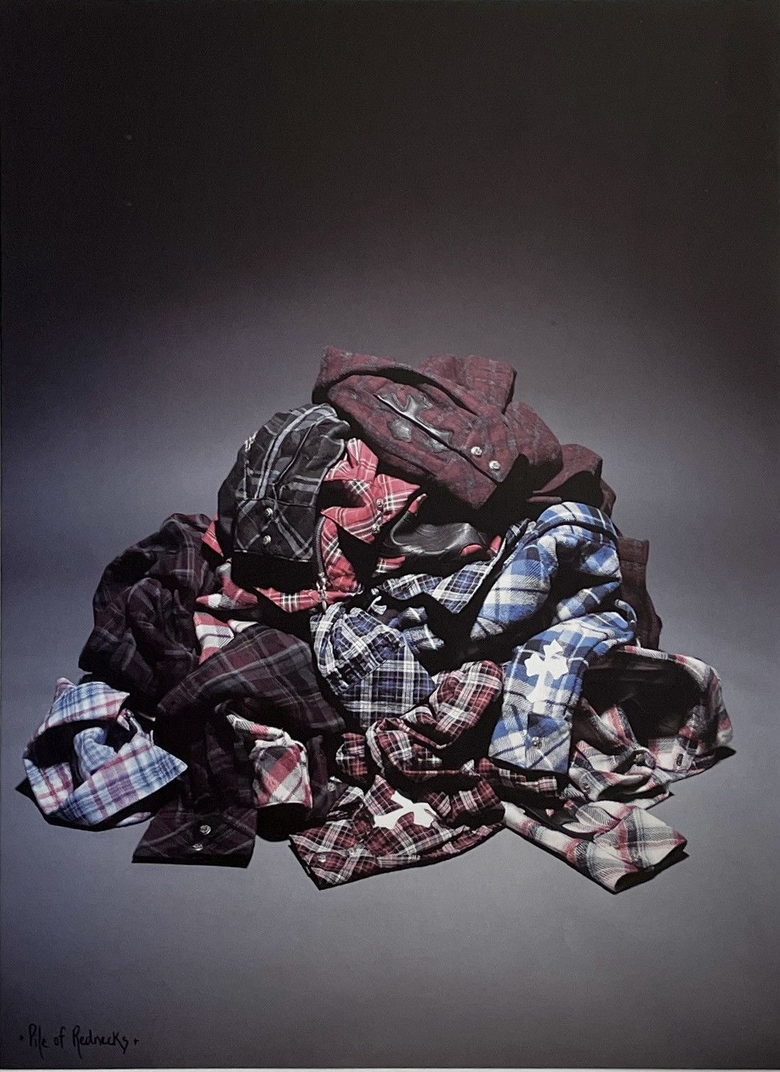 Chrome Hearts × Vintage Chrome Hearts plaid shirts piled up photo poster 9x11 Size ONE SIZE - 2 Thumbnail