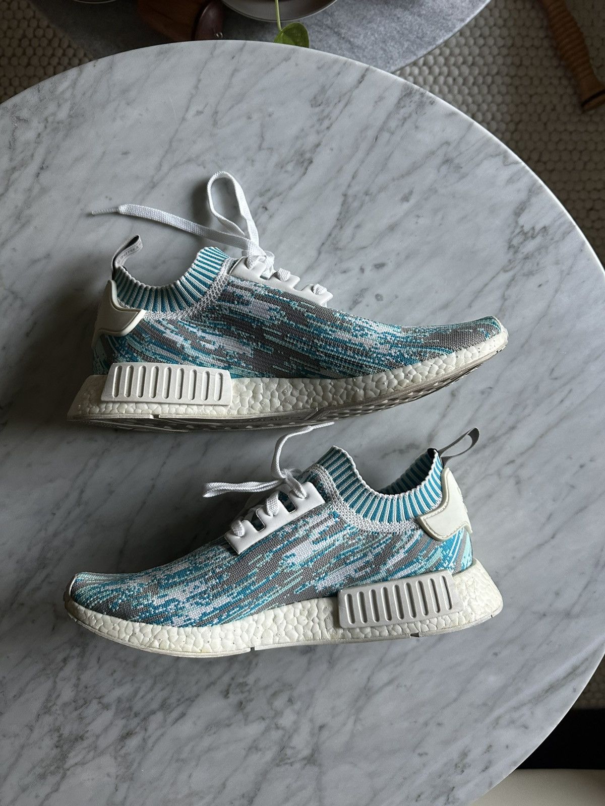 Adidas × Sneakersnstuff Adidas x SNS NMD R1 Datamosh Clear Aqua Size US 12.5 / EU 45-46 - 3 Thumbnail